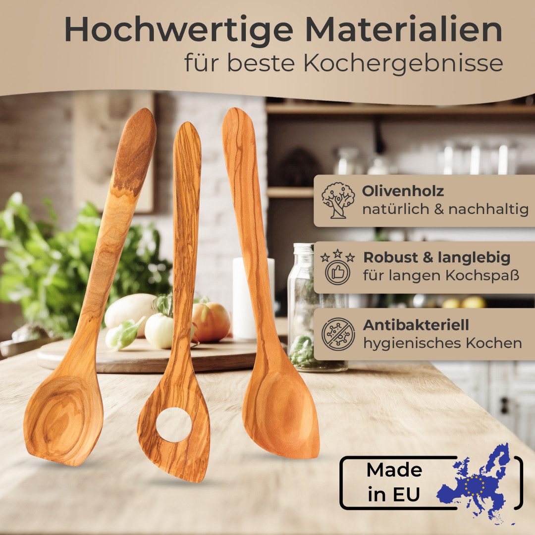 Topanbieter999 Kochbesteck-Set, Hochwertiges Olivenholz, Made in EU – Bild 2 von 5