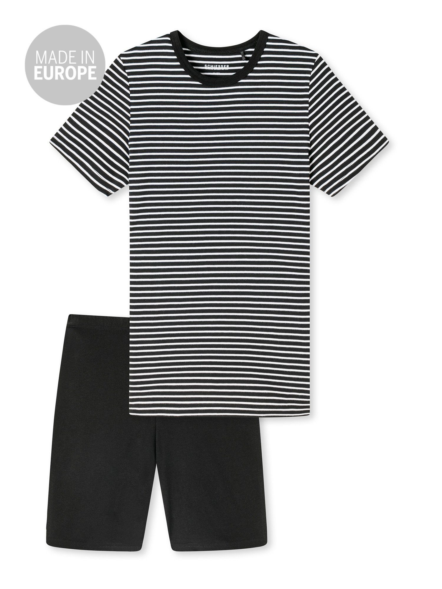 Basic Kids tlg) Schiesser (1 schwarz Pyjama