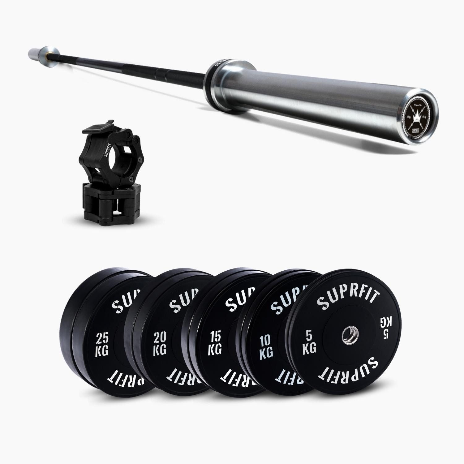 SF SUPRFIT Langhantel Suprfit Econ Bumper White Logo Plates - Advanced Set, Perfekt ausgestattet mit den Suprfit Weightlifting Sets