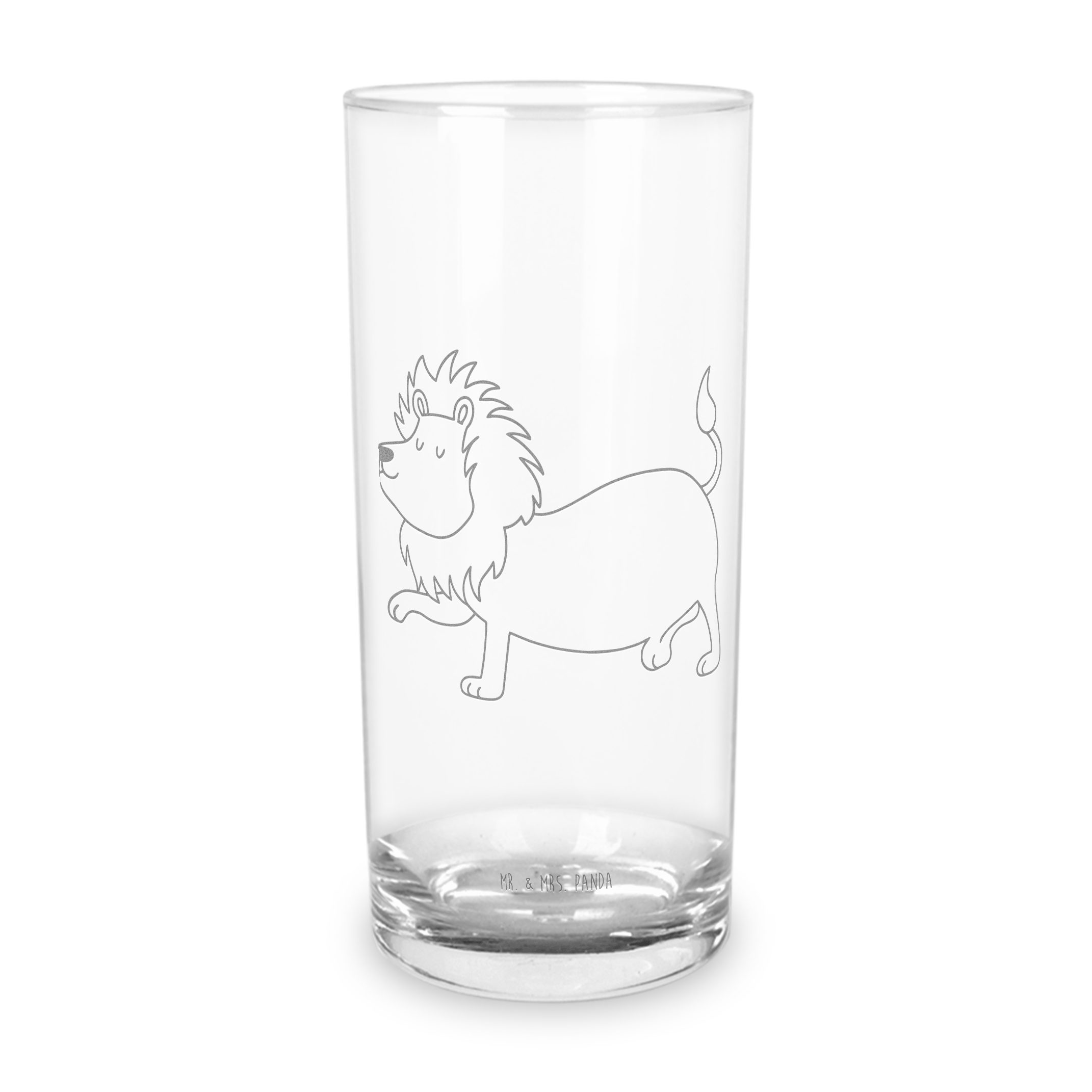 Mr. & Mrs. Panda Glas Sternzeichen Löwe, Tumbler 200 ml, Transparent, Glasbecher, Wassergla, 1-tlg., Premium Glas