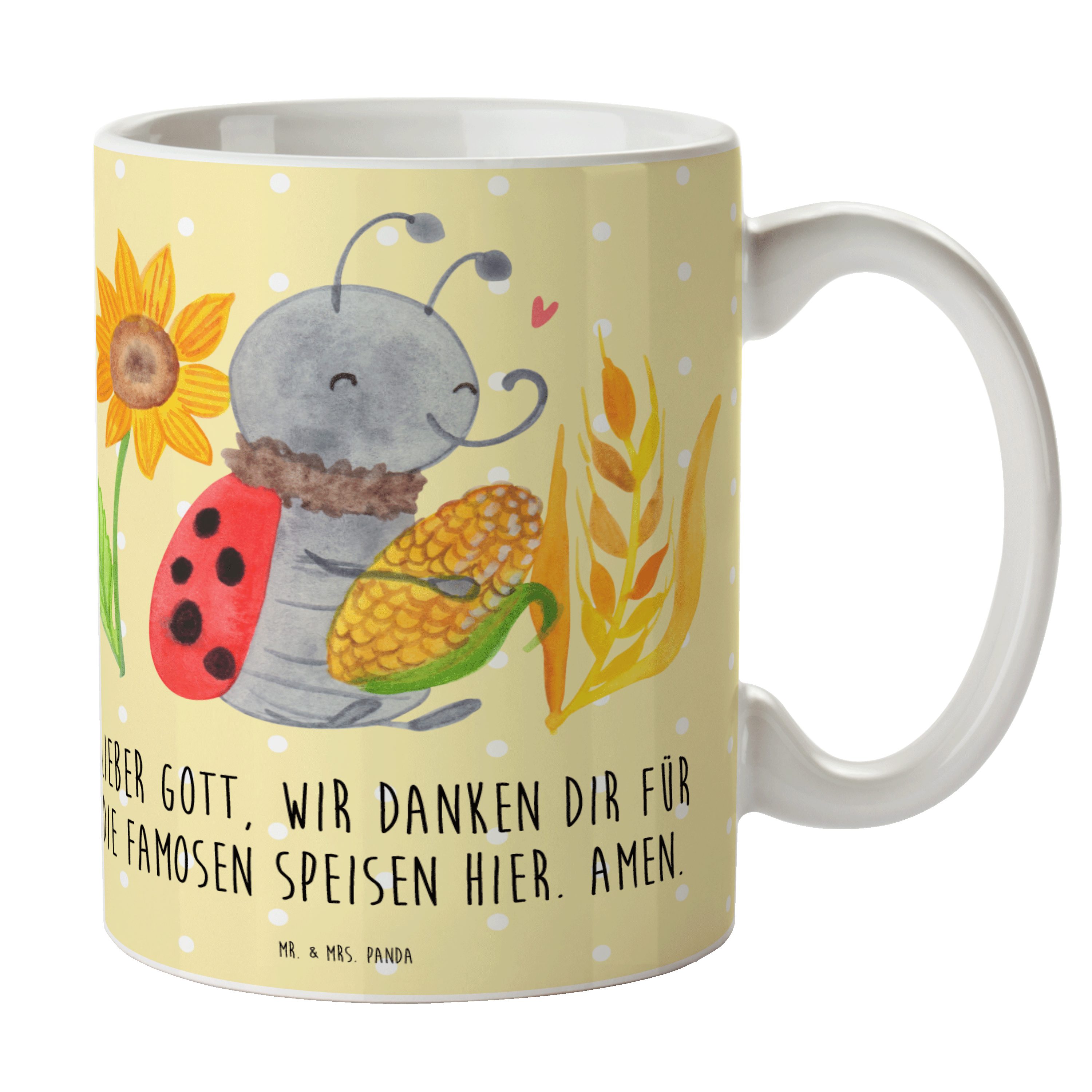 Erntedank Tasse Panda Mr. Gelb Ki, Keramik Kaffeetasse, & Pastell Smörle Geschenk, - Erntedank - Mrs.