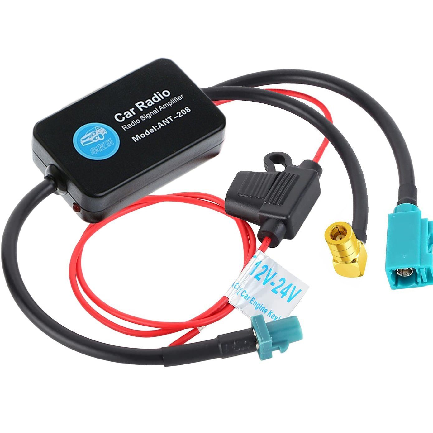 Bolwins A83 Signalverstärker DAB Fakra SMB Radio Antennenadapter FM Verstärker Audioverstärker (Anzahl Kanäle: 1, 6 W, FM & DAB+, Signal Verstärkung)