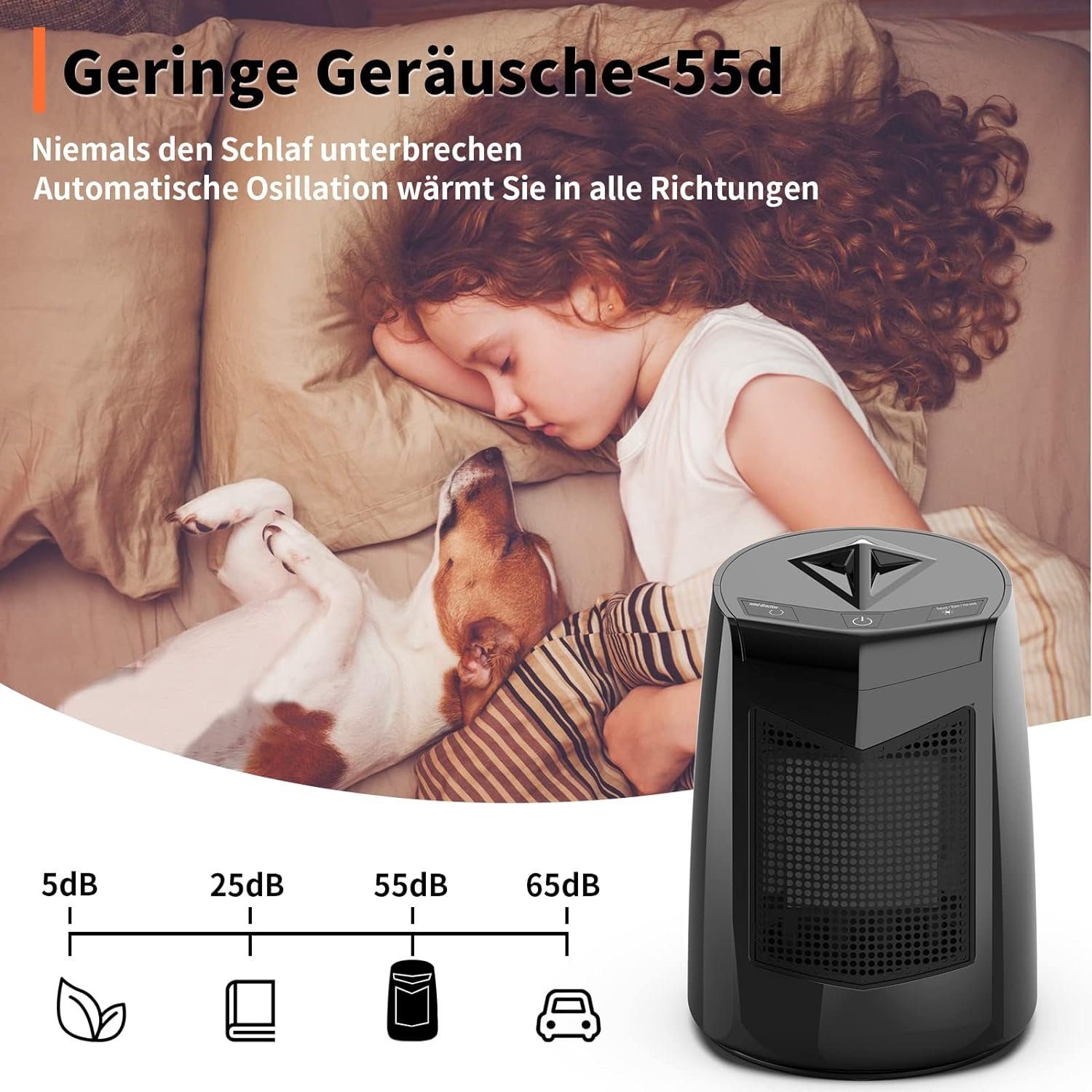 Diyarts Keramikheizlüfter, 800 W, Heizlüfter 3 Leistungsstufen, Klein 70° O günstig online kaufen