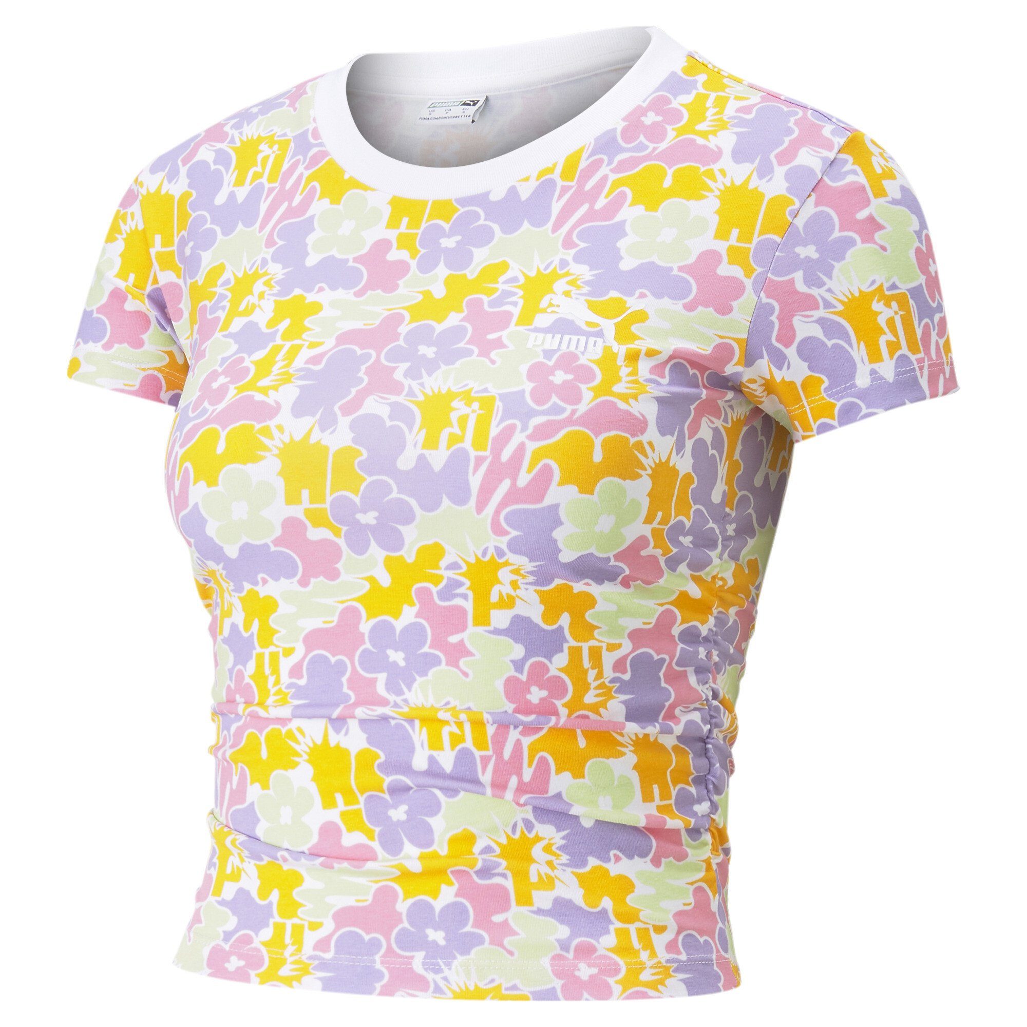 PUMA T-Shirt »Crop-Top T-Shirt mit durchgehendem Print und Raffung Damen«  online kaufen | OTTO