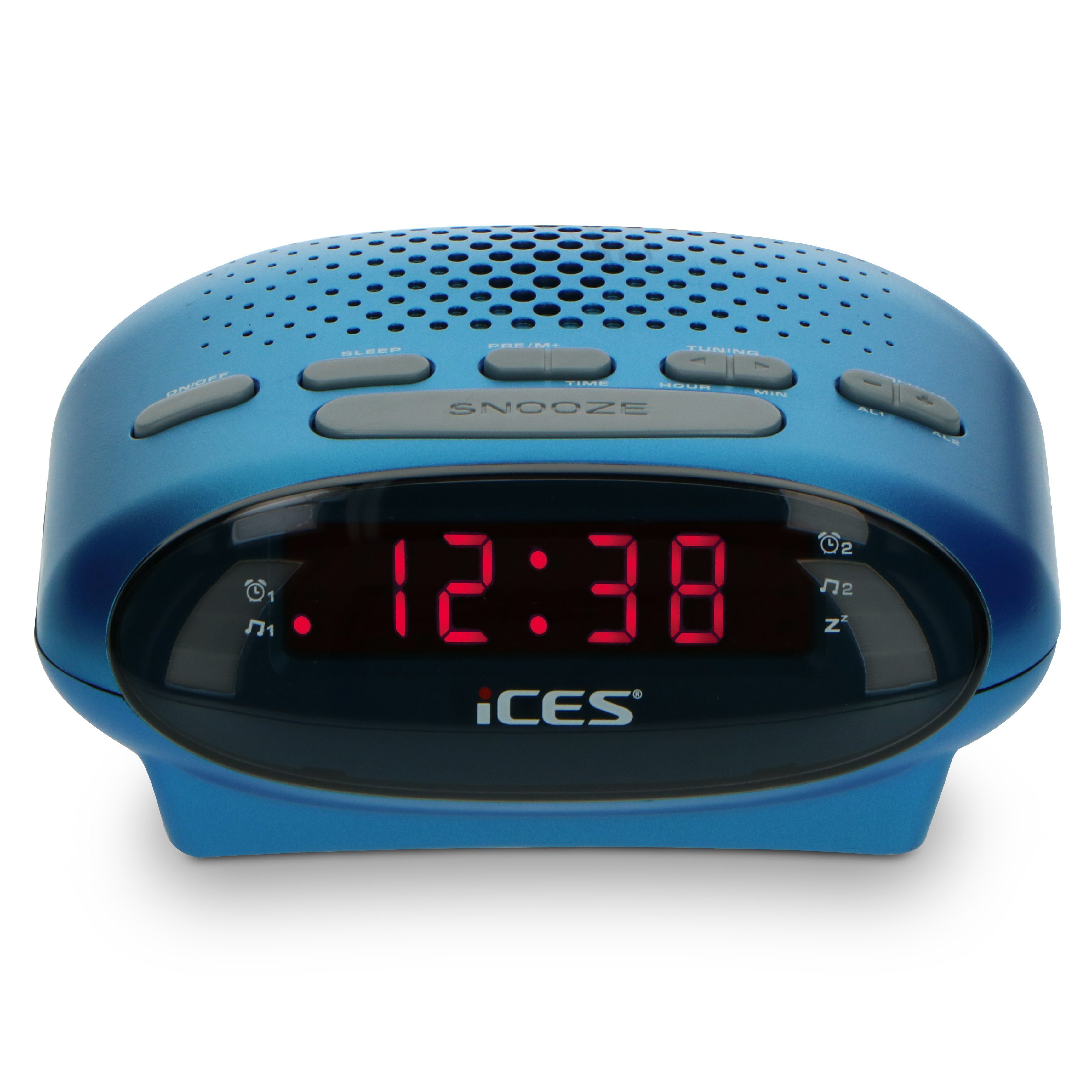 ICR-210 Lenco 2 mit 0.6\'\' Schlummerfunktion, FM-Uhrenradio Radiowecker Weckzeiten LED-Display und