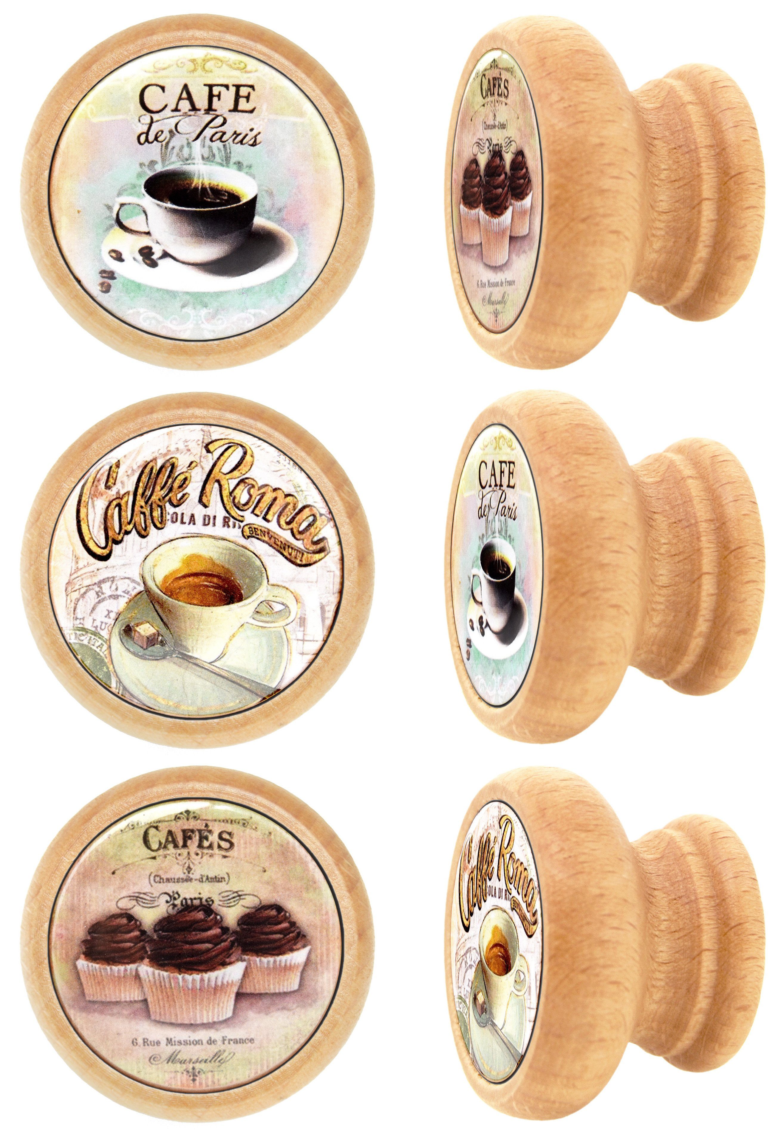 Lashuma Möbelgriff (Set, 6-St), Schubladengriffe rund, Holz Griffe 4 cm