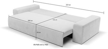 WERK2 Schlafsofa Hugo, Design 2-Sitzer Sofa in Cord mit Schlaffunktion & Bettkasten