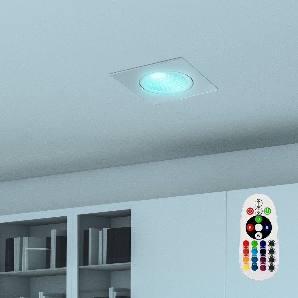Strahler LED Leuchtmittel Farbwechsel, Warmweiß, Decken inklusive, Einbau etc-shop Lampe beweglich ALU Einbaustrahler, Fernbedienung