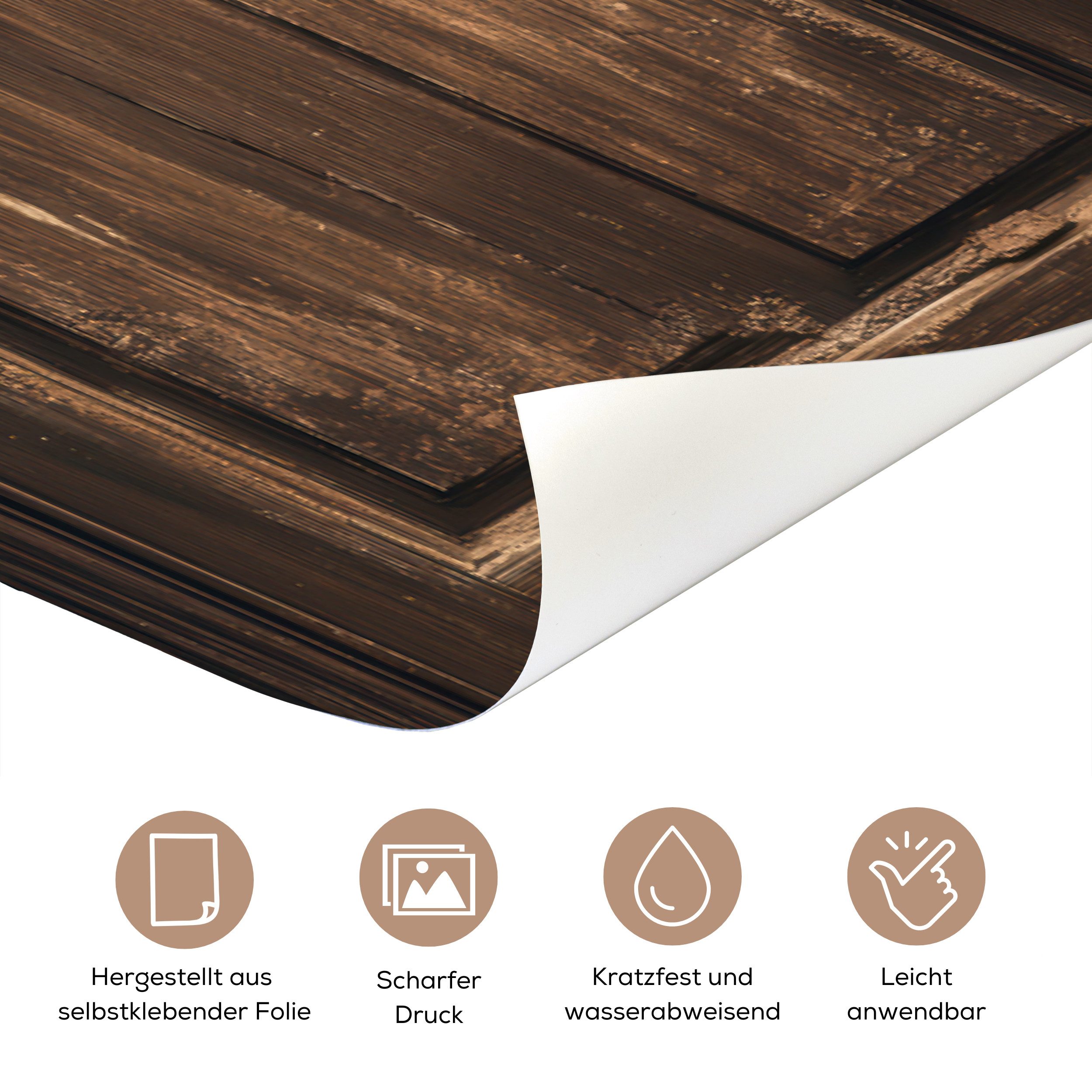 MuchoWow Türtapete Tiger - Durchsichtig - Tür - Holz - Tiere, Matt, bedruckt, (1 St), Selbstklebende Tapete, Folie für Möbel, 75x205 cm