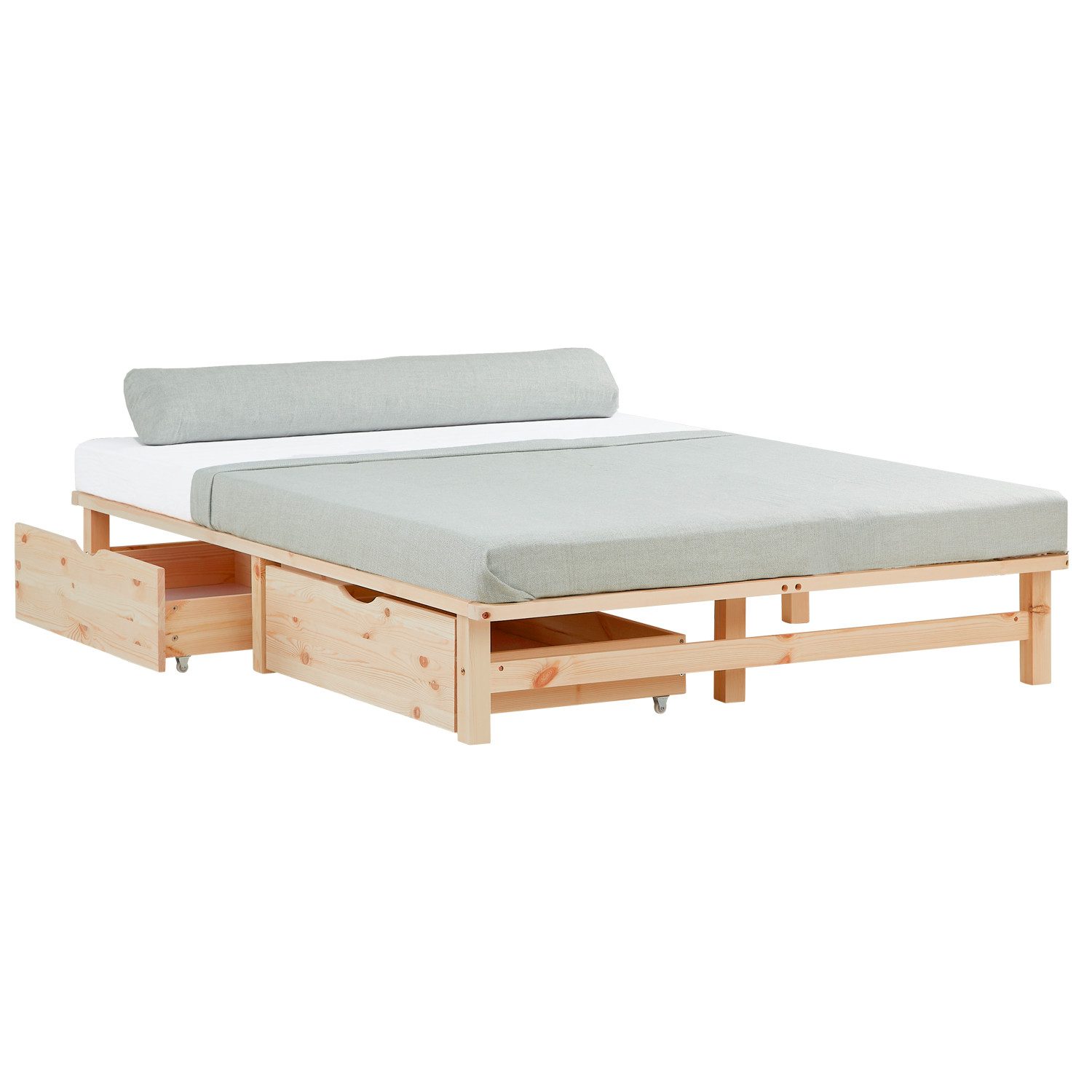 Homestyle4u Palettenbett Holzbett Kiefer Futonbett Bettgestell Bett mit Sta günstig online kaufen