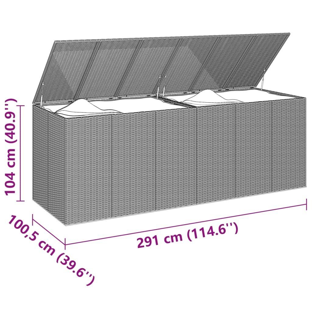 furnicato Garten-Kissenbox PE Braun cm Gartenbox 291x100,5x104 Rattan