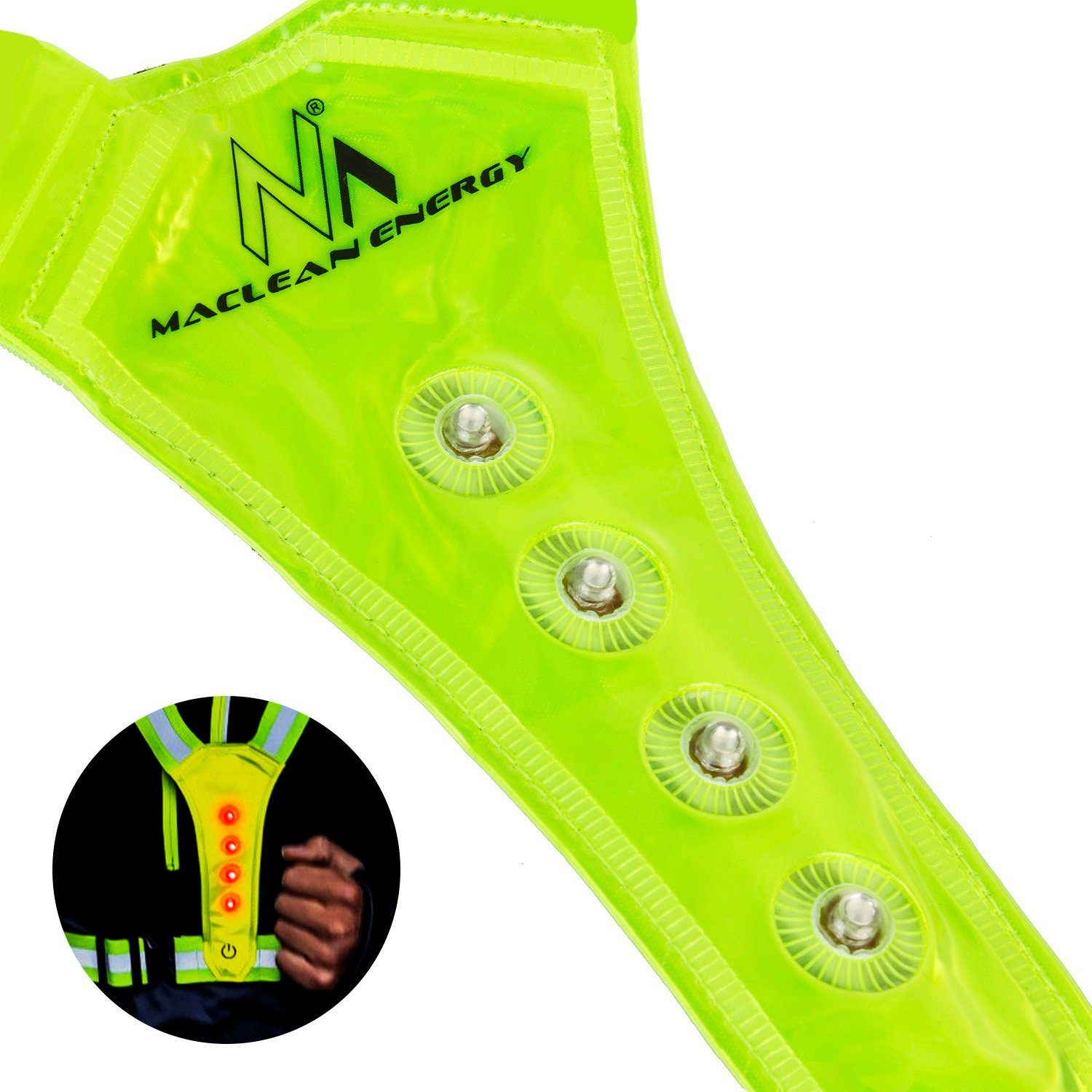 Maclean Warnweste MCE425 LED-Beleuchtung, Vorderseite & Rückseite, IPX2, Un günstig online kaufen