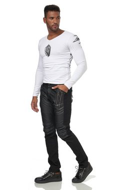 KINGZ Bequeme Jeans mit Kunstleder-Applikationen