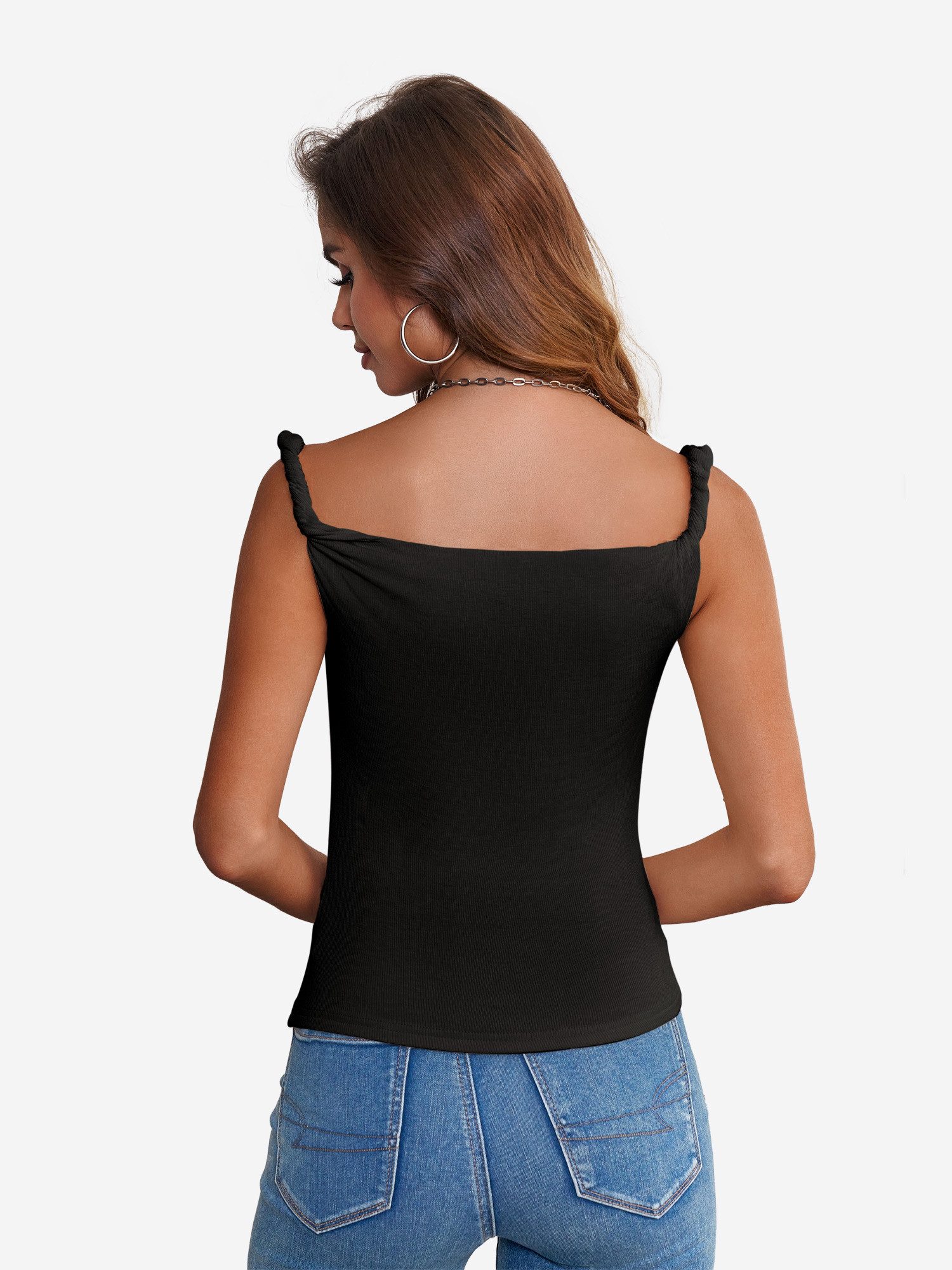 Imily Bela Trägertop Damen-Top Tailliert mit Knoten-Trägerdesign (Packung, 1-tlg., 1per-Pack) Y2K Stil