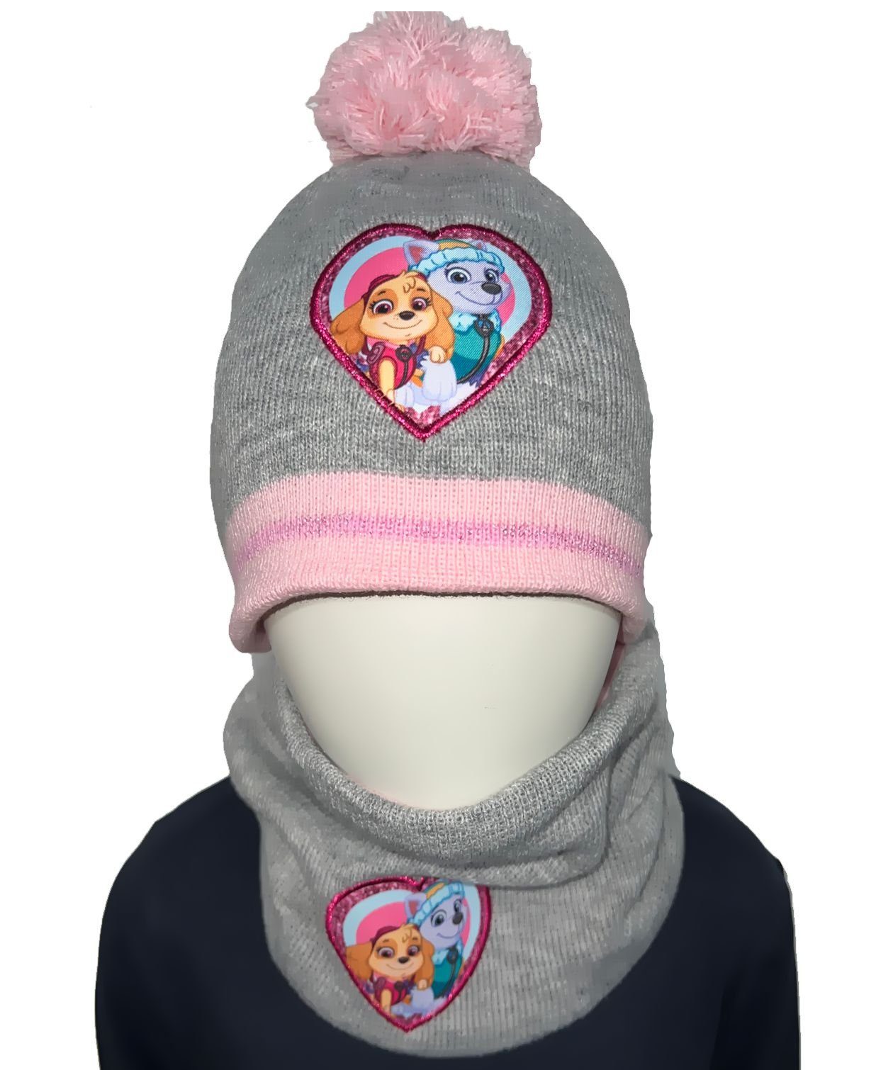 PAW PATROL Mütze & Schal Paw Patrol Mädchen Winter Set Mütze Schal Wintermütze (Kindermütze + Kinderschal) 2 Teile Kinder Mütze und Halswärmer