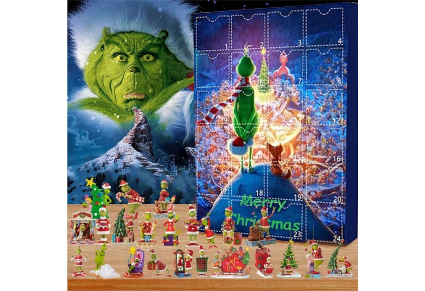 Festivalartikel Adventskalender Grinch Adventskalender Kinder – 24 Figuren Überraschung Weihnachten (1-tlg)