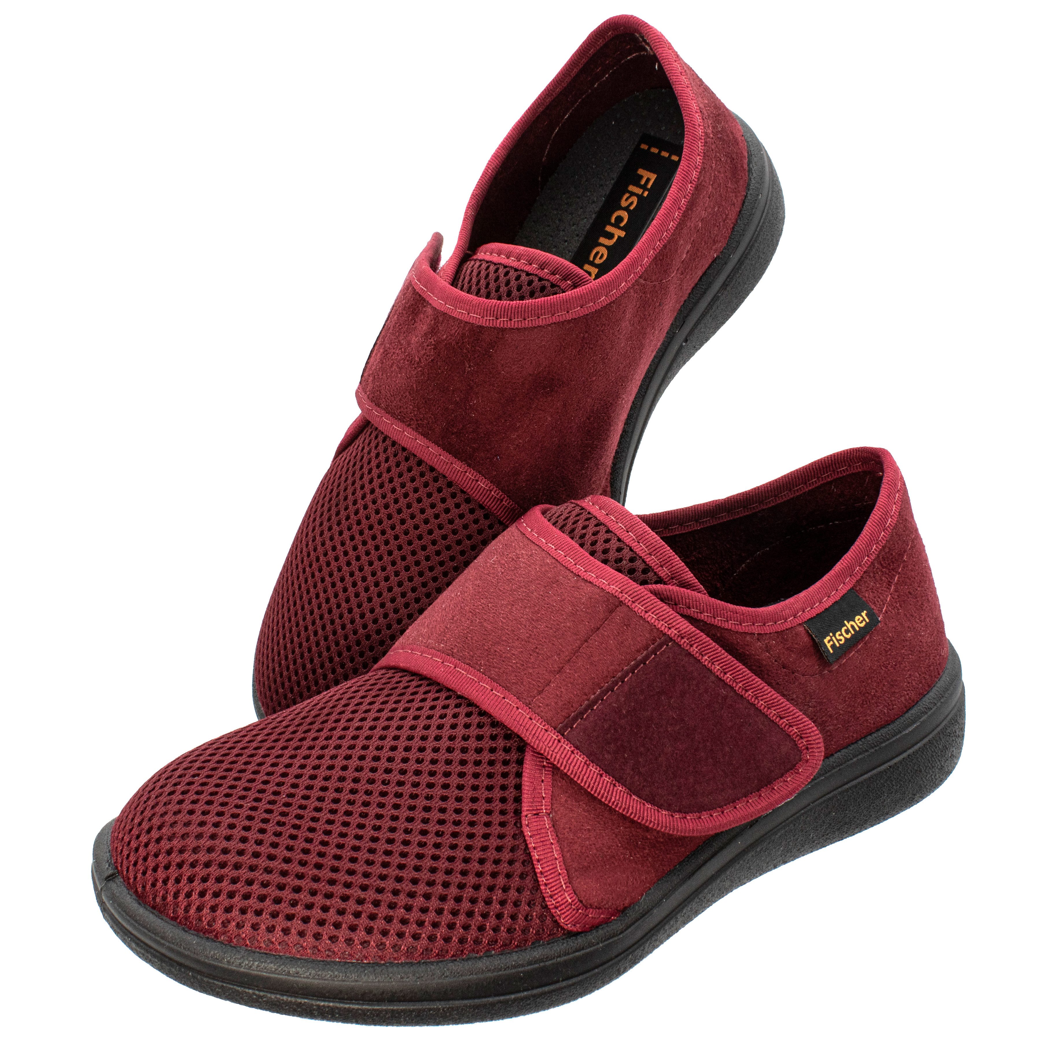 Fischer-Markenschuh Bad Wiessee Hausschuh aus Mesh/Velour, Frotteefutter, Einlegesohle herausnehmbar, Weite L
