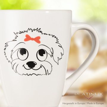 PLATINUX Tasse Kaffeetasse mit Hunde Motiv "Susi", Keramik, Tasse mit Griff 250ml Teetasse Kaffeebecher Teebecher aus Keramik