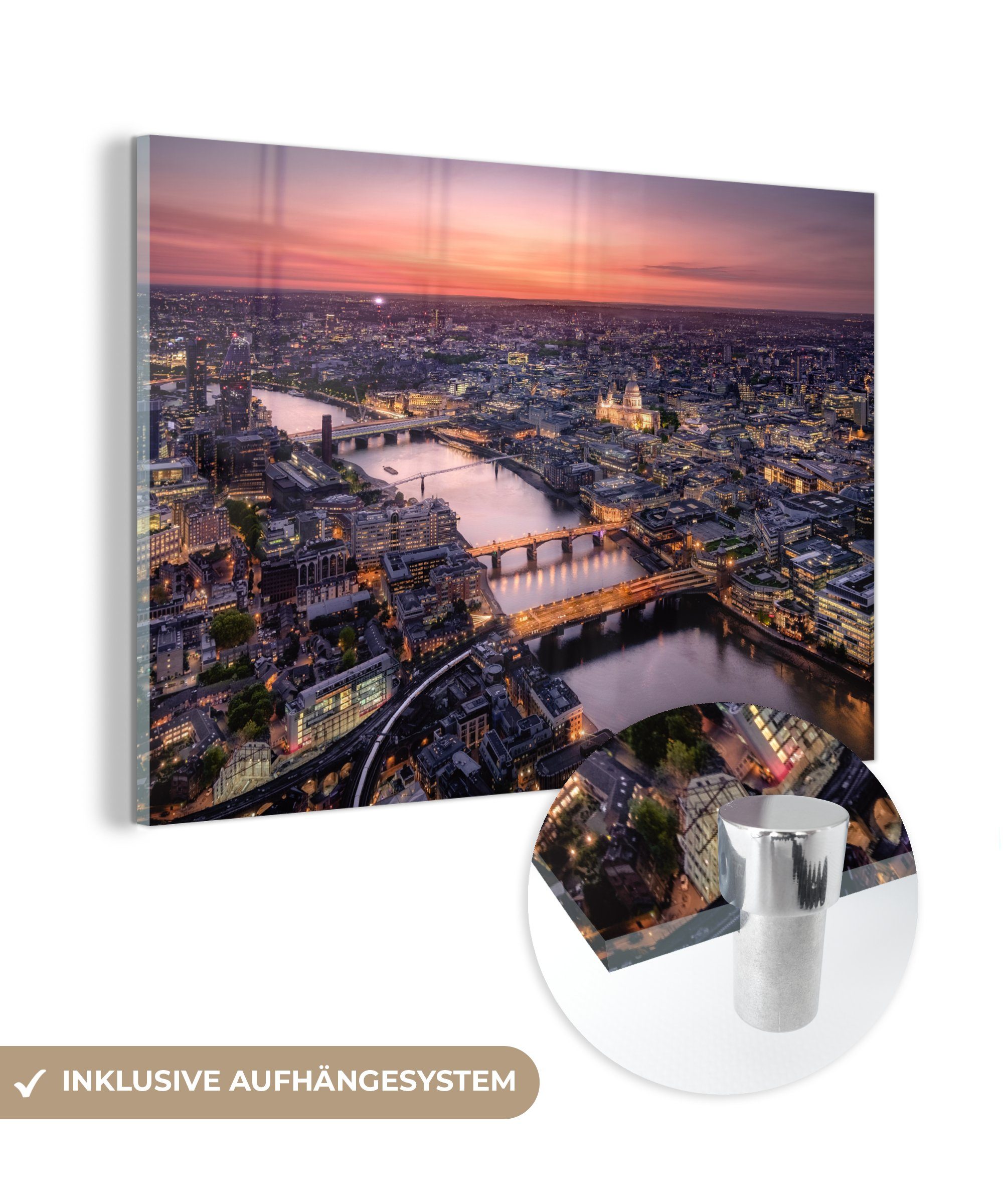 MuchoWow Acrylglasbild London aus der Vogelperspektive, (1 St), Acrylglasbilder Wohnzimmer & Schlafzimmer