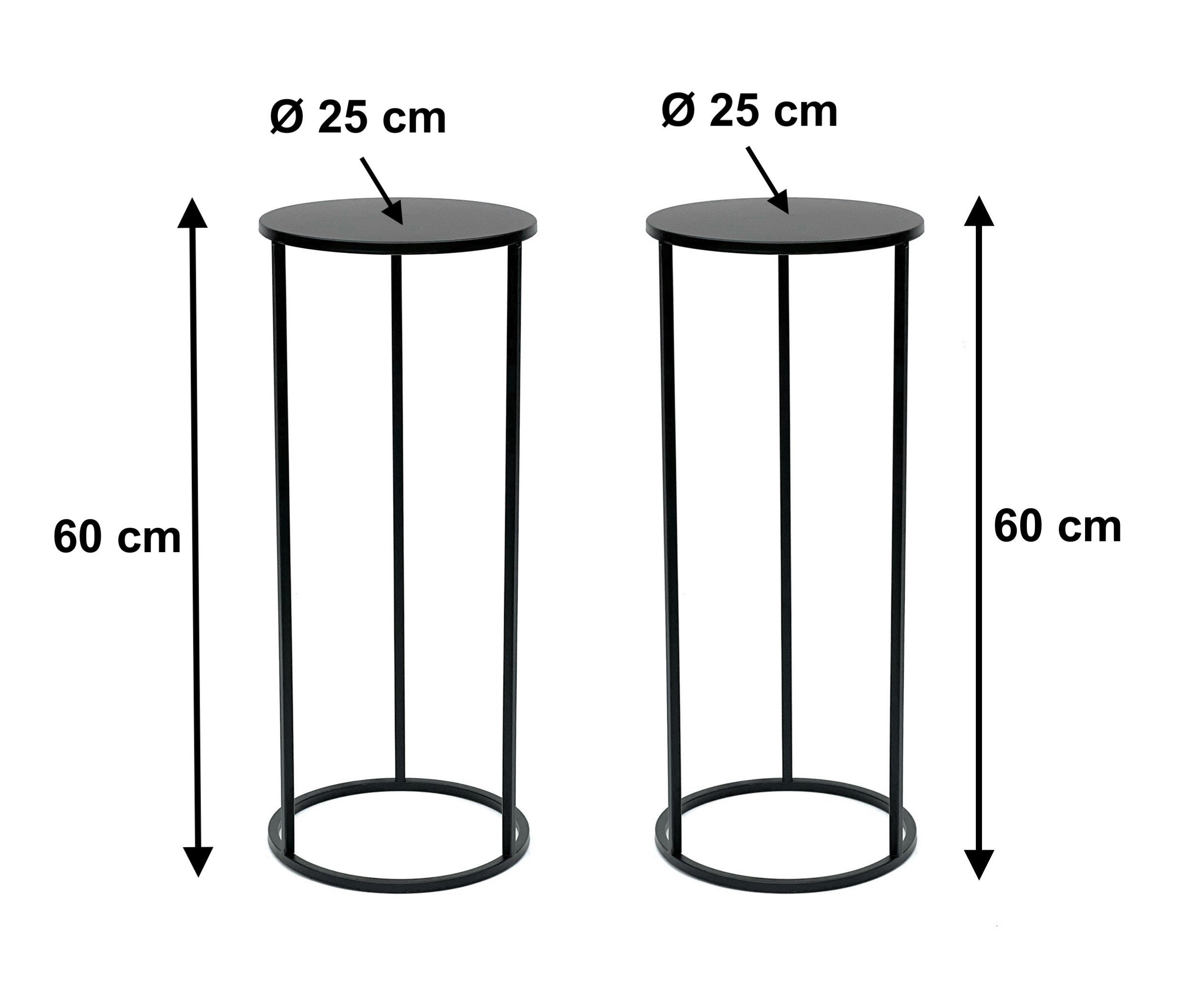 DanDiBo Blumenhocker 2x Metall Schwarz Rund 60 cm Blumenständer Beistelltis günstig online kaufen