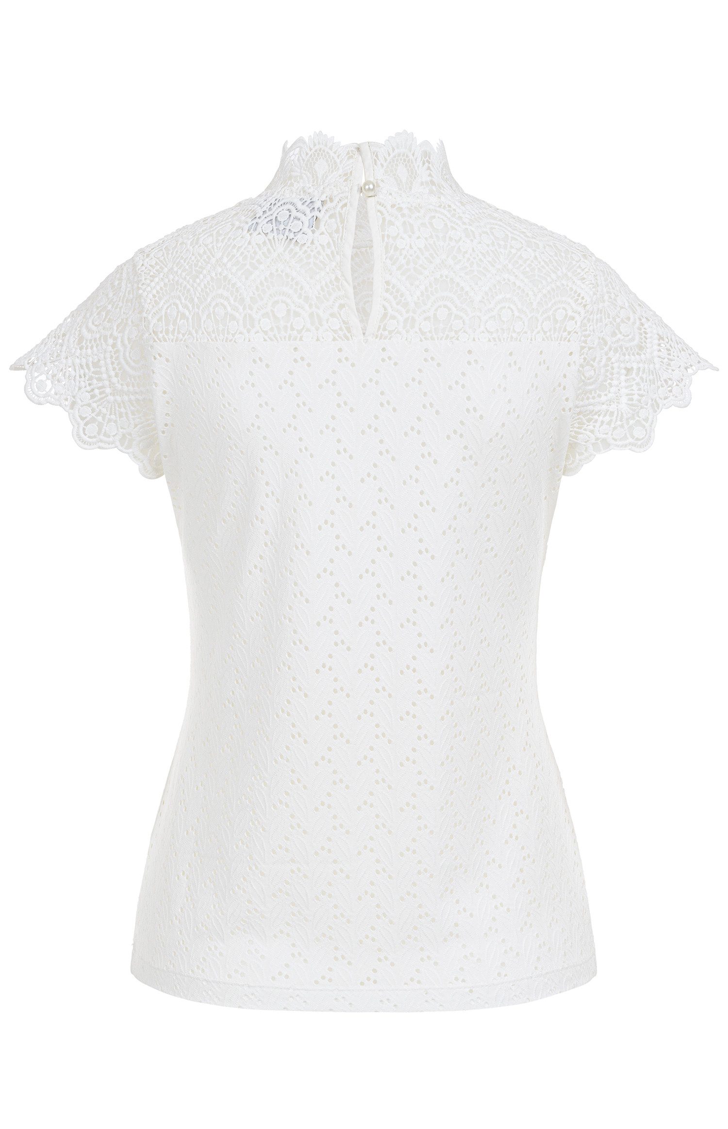 Nübler Trachtenshirt Trachtenshirt Bjelle Offwhite mit Spitze