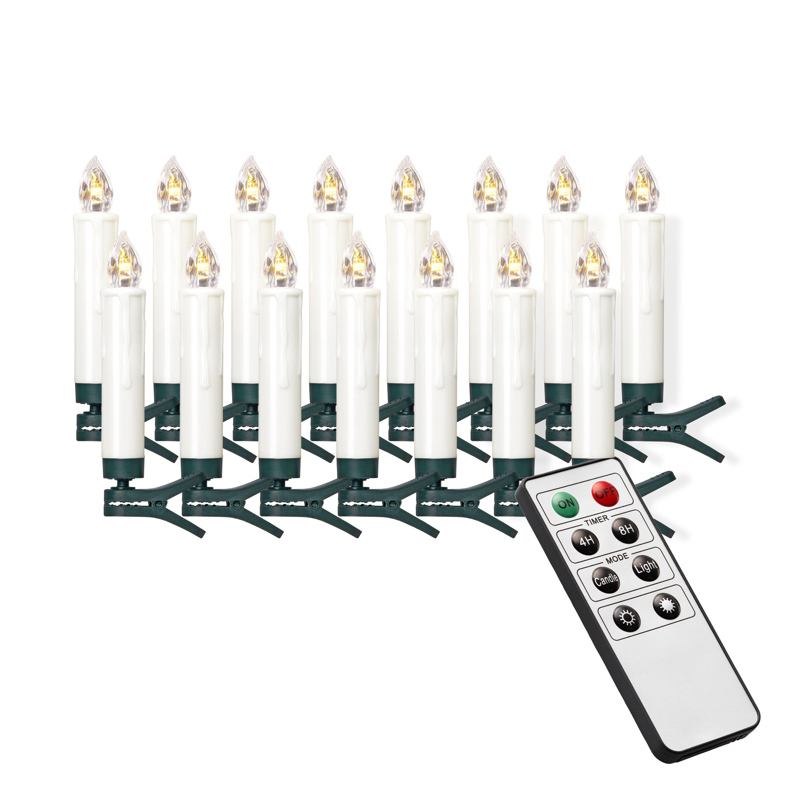 IC Winterworld LED-Christbaumkerzen 15 kabellose LED Светодиодные свечи mit Fernbedienung, Komplett-Set, flammenlose Kerzen mit Tropfen, perfekte Alternative zur Lichterkette