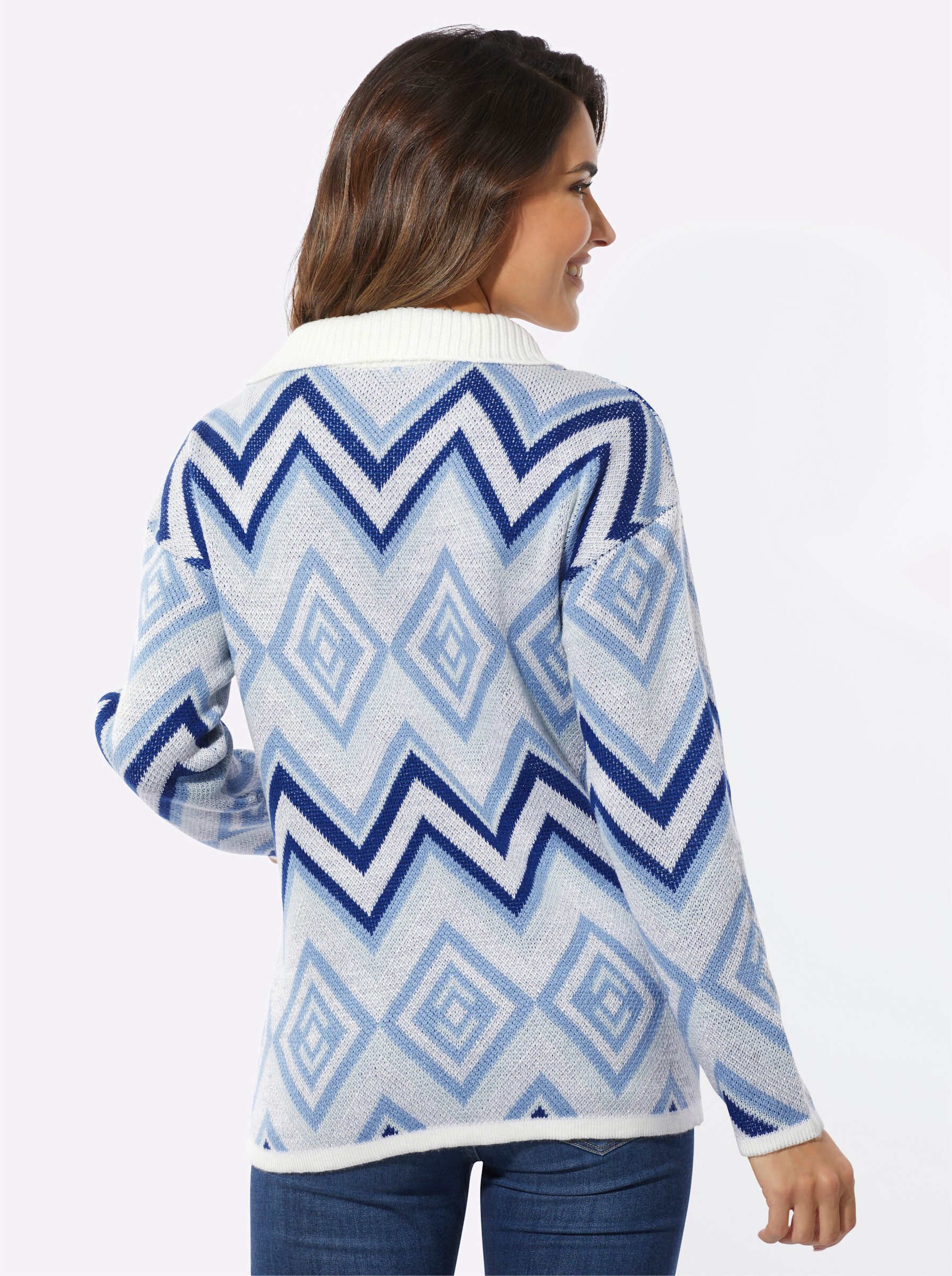 Sieh an! Strickpullover Troyer-Pullover Langarm Jacquard