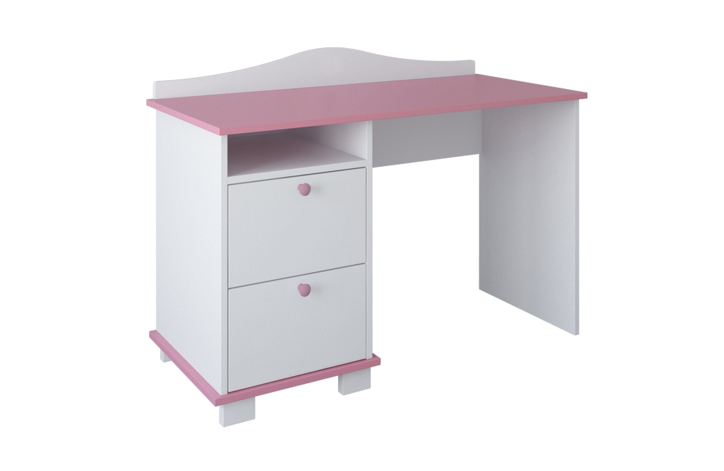Kids weiß Schreibtisch in Made und cm pink mit Kinderschreibtisch Collective in zwei 74 Europe Schubladen Arbeitshöhe, Ablagefach