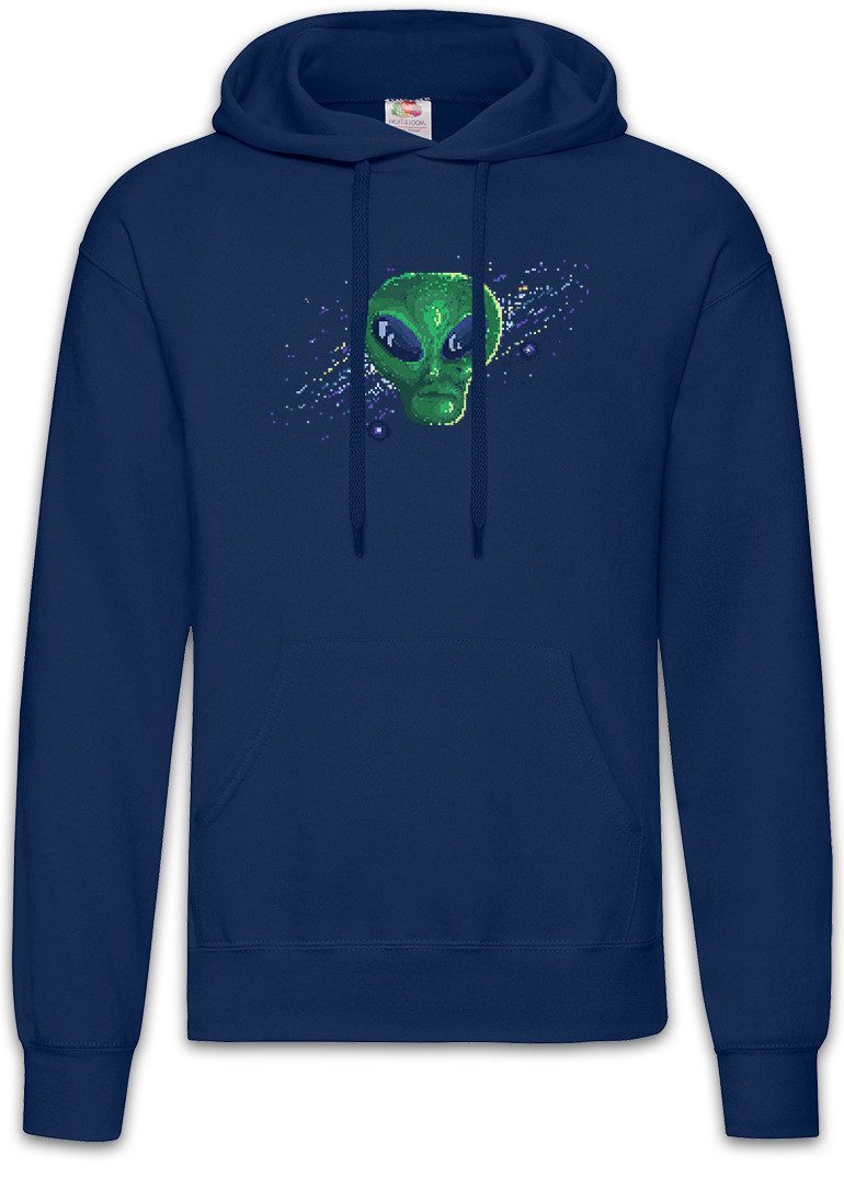 Hoodie Pixel Green Alien Face Herren Hoodie Pixel Ufo Flying Saucers Vril