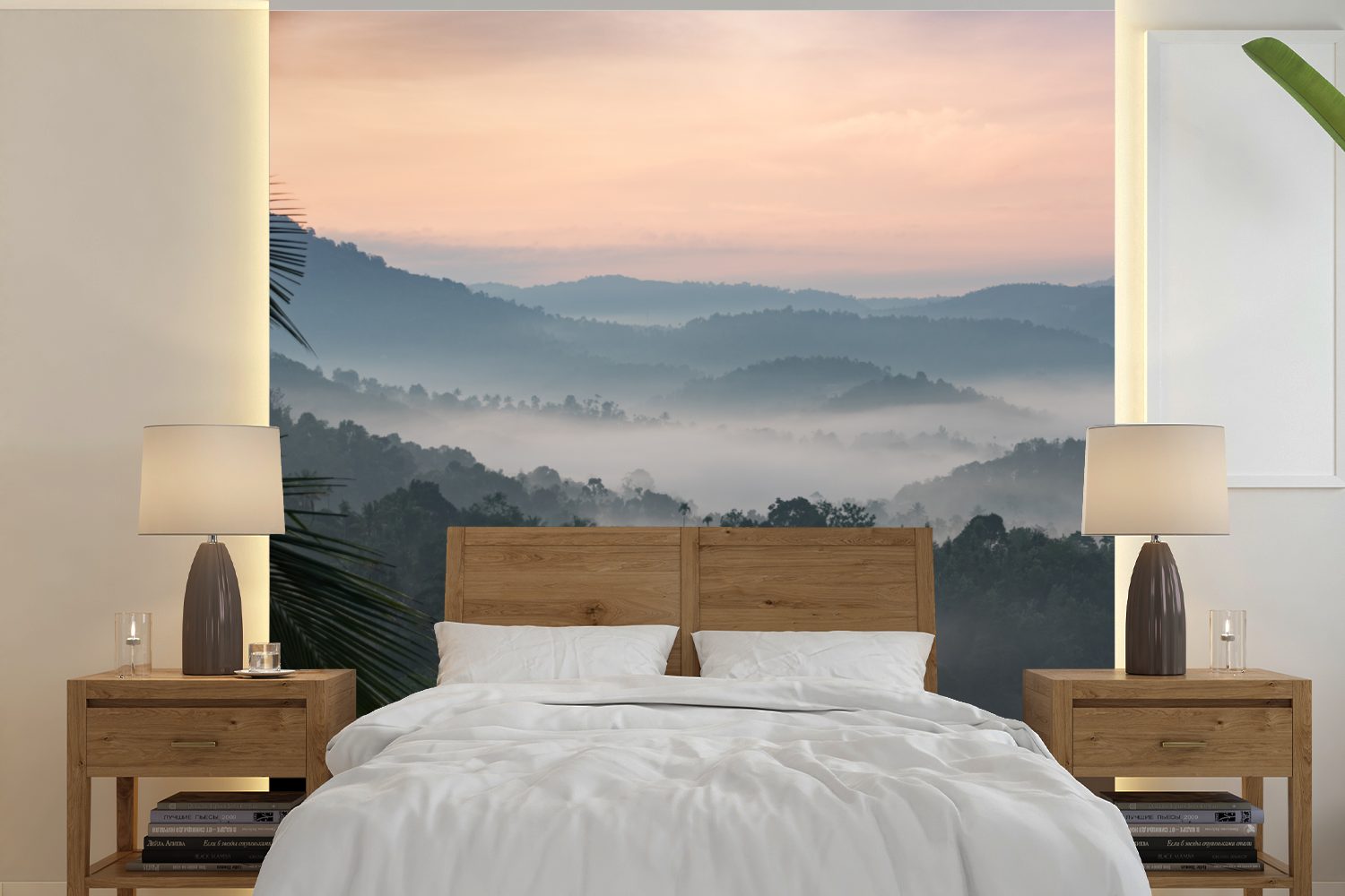 Nebel, MuchoWow Wald Sonne Wandtapete Fototapete Schlafzimmer, bedruckt, - für (5 Wohnzimmer St), Matt, Vinyl Tapete - oder