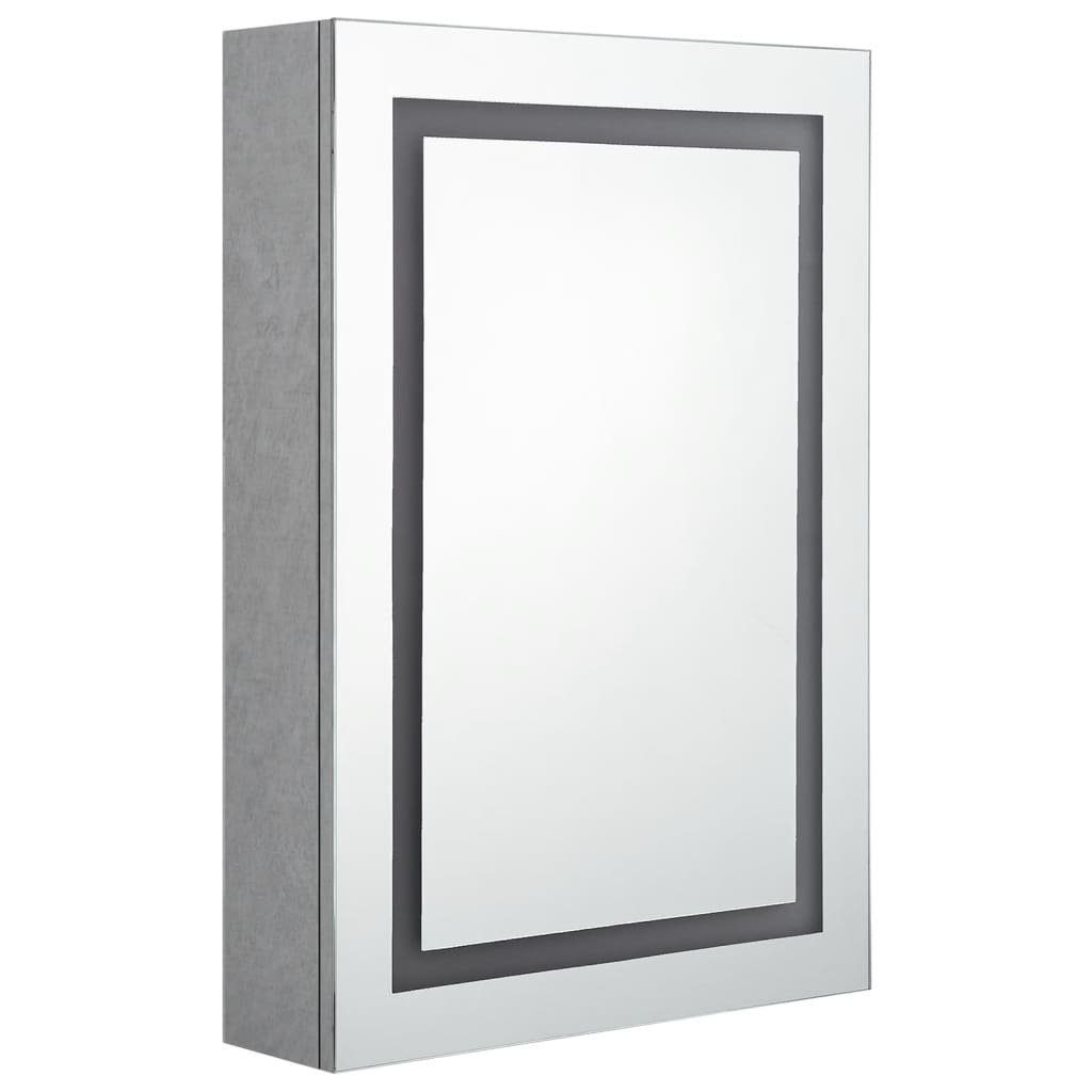 Betongrau (1-St) vidaXL Badezimmerspiegelschrank 50x13x70 LED-Bad-Spiegelschrank cm