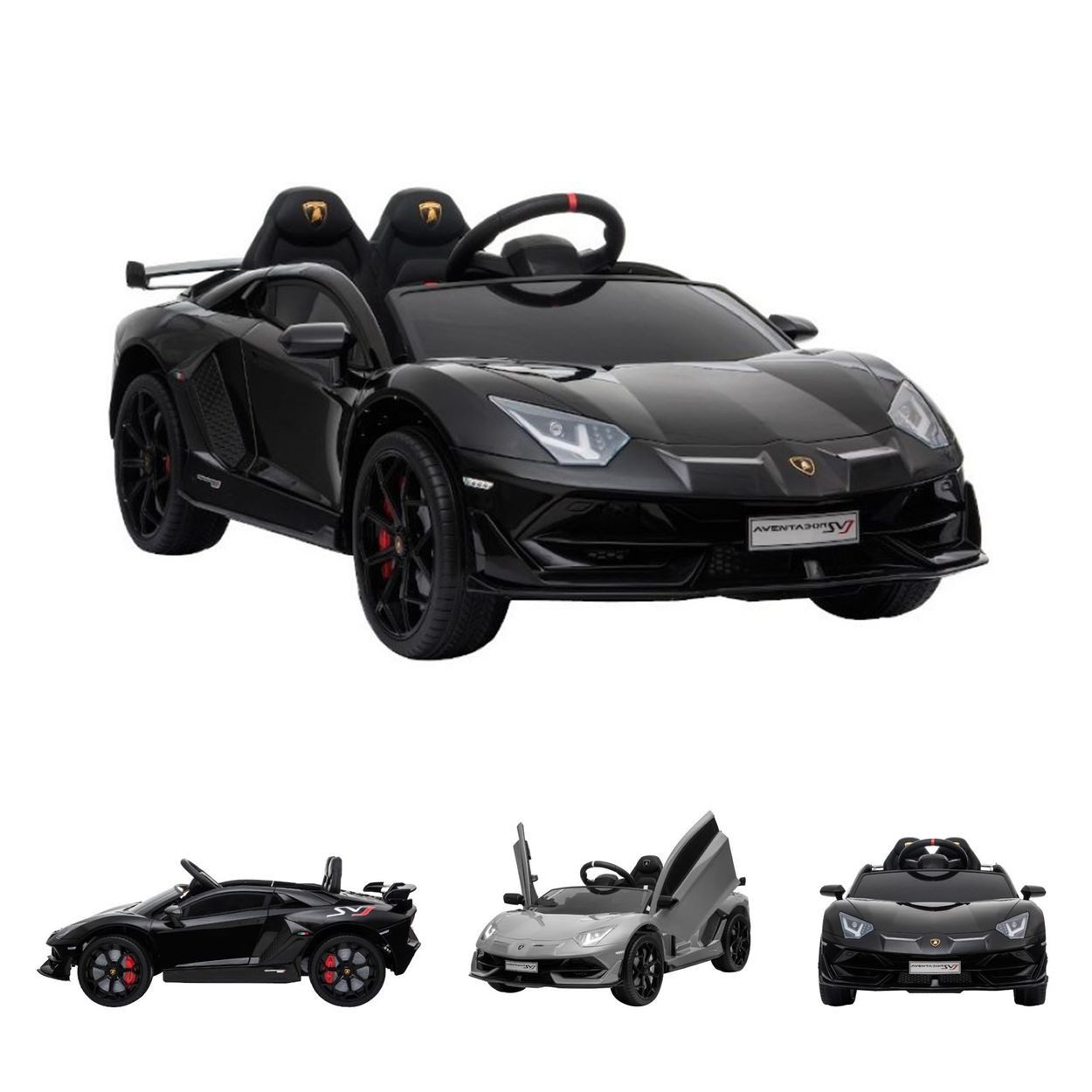 ES-Toys Elektro-Kinderauto Kinder Elektroauto Lamborghini, Belastbarkeit 40 kg, Aventador SVJ, Kunstledersitz, EVA-Reifen