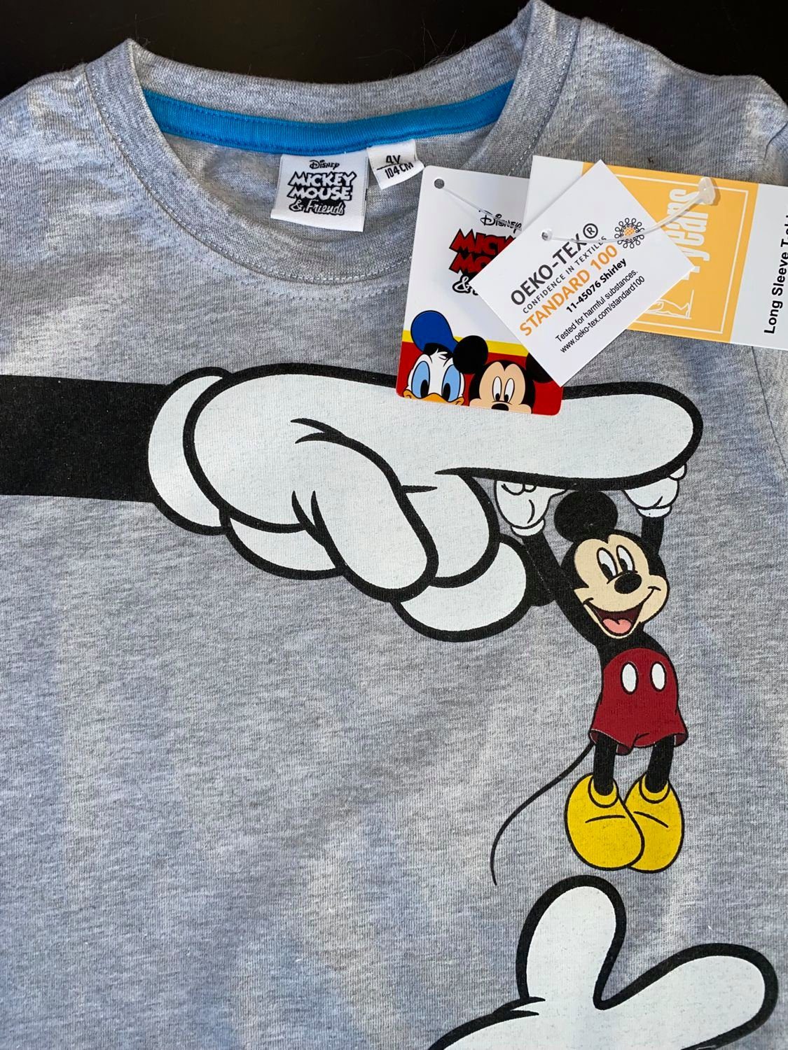 Longsleeve Jahre Langarm T-Shirt 3 4 5 Disney Mouse Mickey Hellgrau 2 Sweatshirt Kinder Maus 6 Mickey