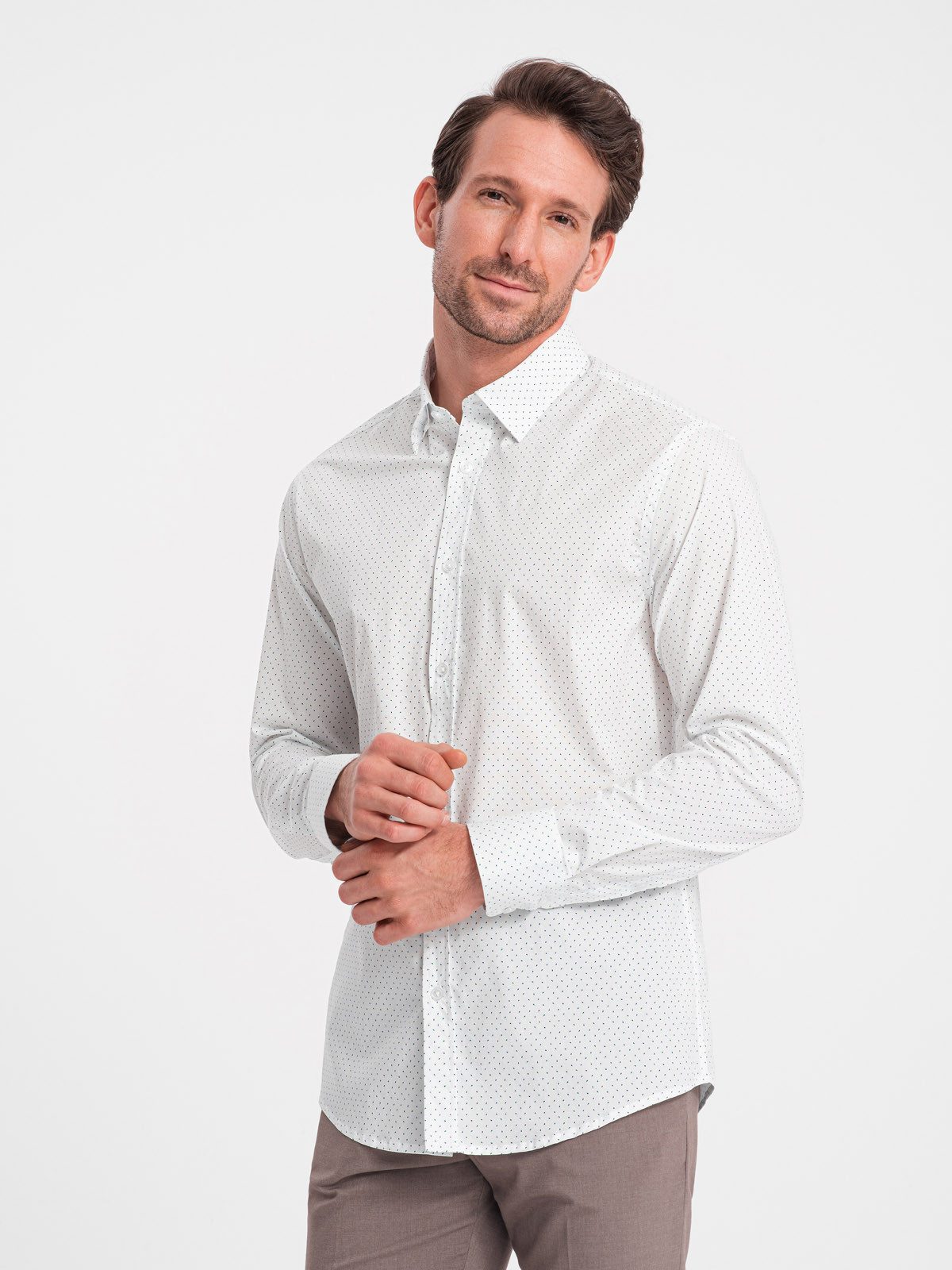 Langarmhemd Herrenhemd aus Baumwolle mit Mikro-Muster REGULAR FIT