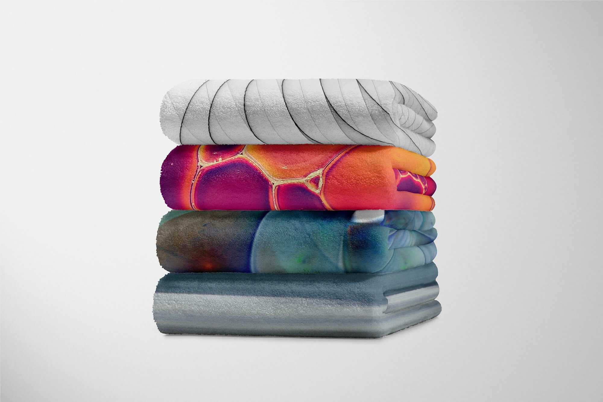 Sinus Art Handtücher Kuscheldecke Kunstvoll mit Saunatuch Handtuch Baumwolle-Polyester-Mix Blau Strandhandtuch (1-St), Fotomotiv Abstrakt, Handtuch