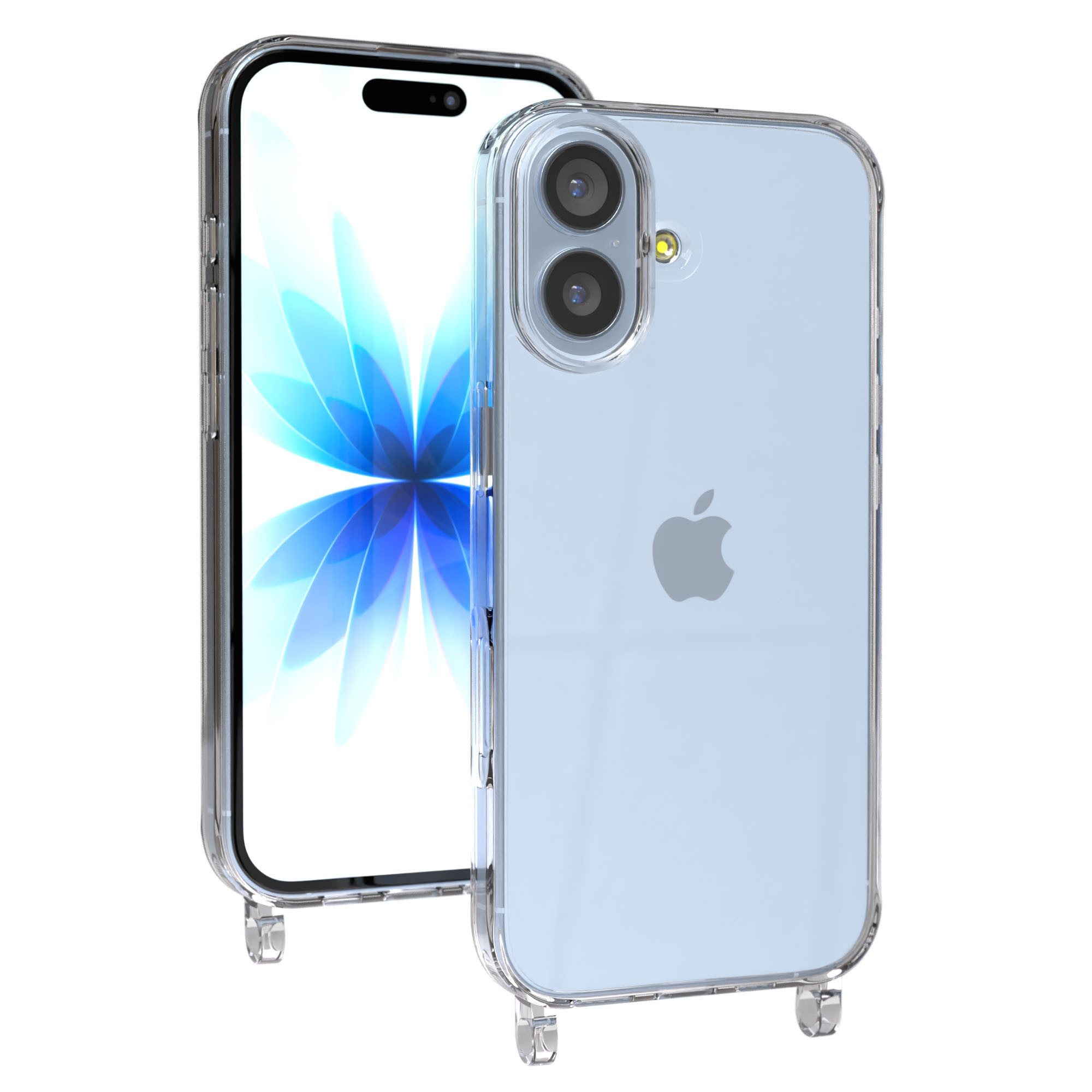 EAZY CASE Handykette Handyhülle für Handyketten mit Befestigungsösen für iPhone Modelle 6,3 Zoll, Hülle für Handykette, Transparent mit Ösen für Apple iPhone 17