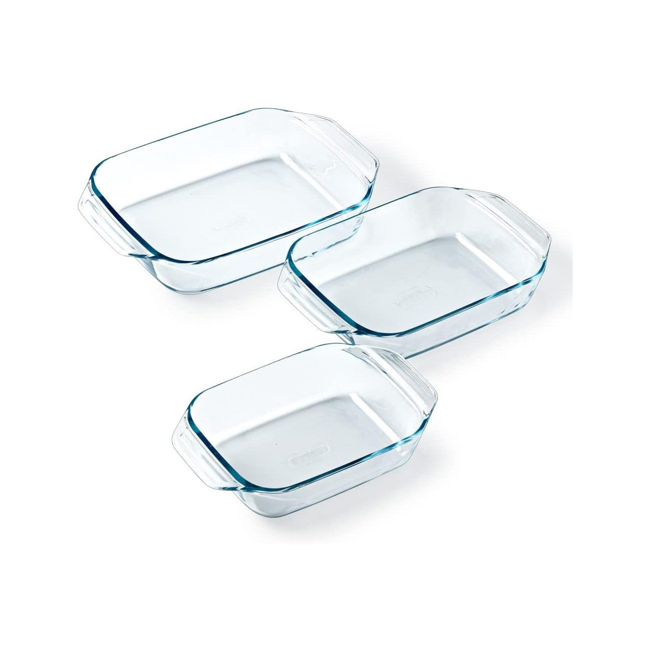 PYREX Auflaufform Let's Share Auflaufformen-Set rechteckig, 1,4/2/3 l, Borosilikatglas, (3-St), Made in France, stapelbar, hitzebeständig