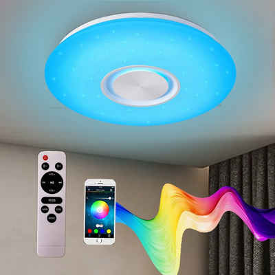 Natsen Deckenleuchte, Bluetooth Deckenlampe, Lautsprecher RGB dimmbar, mit APP/Fernbedienung, (24W Weiß RGB Fernbedienung+APP)