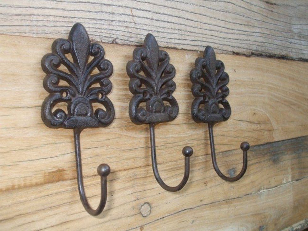 Deko-Impression Wandhaken 3-er Set 3 Stück Wandhaken Wandgarderobe Gusseisen rostfarben, (3-St)