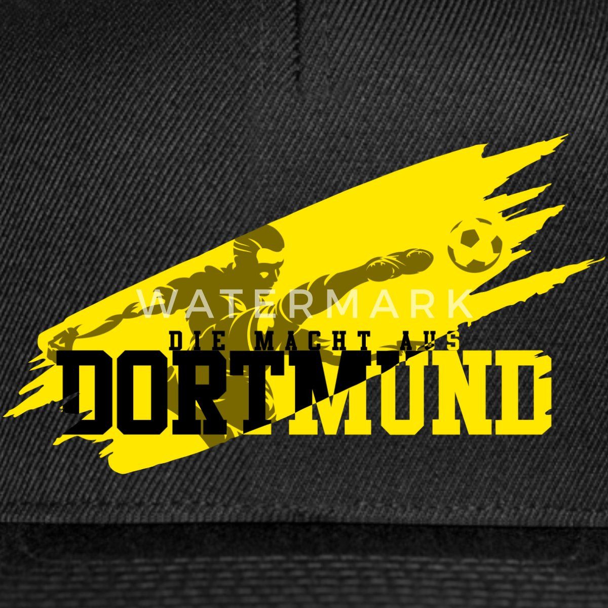 Spreadshirt Snapback Cap Die Macht Aus Dortmund Schwarz-Gelb Fußball Fan Snapback Cap (1-St)
