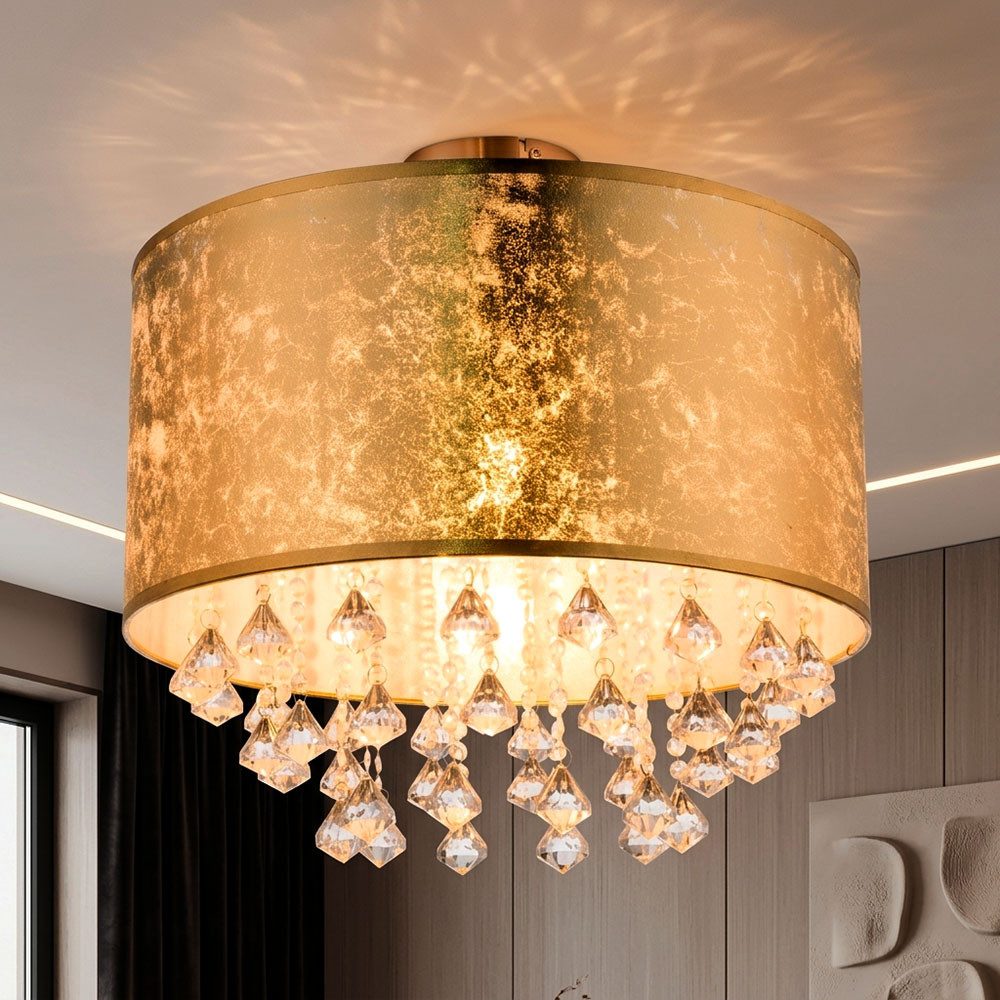 GLOBO LIGHTING LED Deckenleuchte, Leuchtmittel inklusive, Warmweiß, LED Kristall Deckenleuchte gold Esszimmer Deckenlampe Wohnzimmerlampe