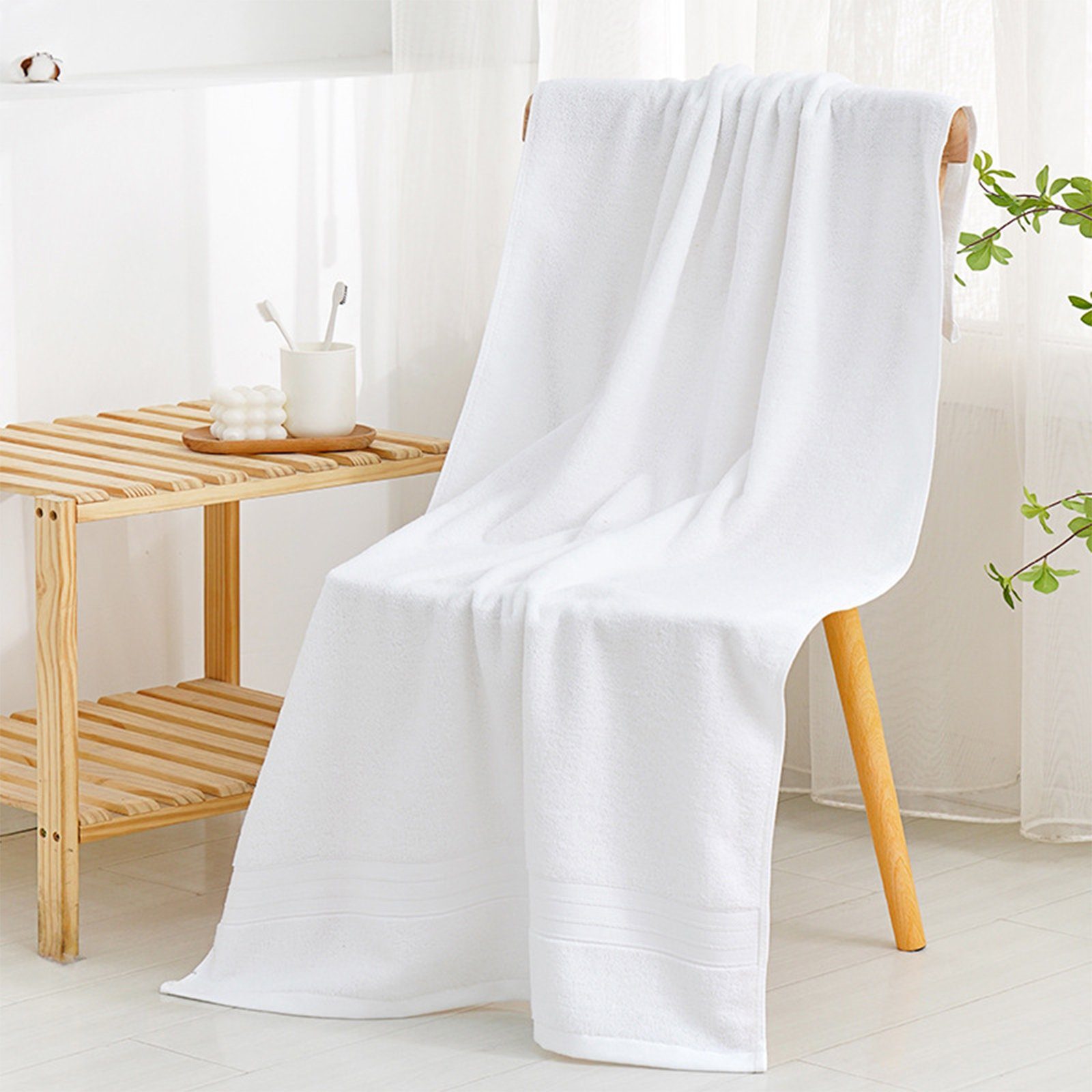 REDOM Duschtücher Badetuch Saunatücher Badehandtücher Badetücher Handtücher Handtuch, 100% Baumwolle (1-St), 70x140 cm Dusch Bade Sauna Tücher Tuch Baumwolle Frottee Towel Weich Weiß