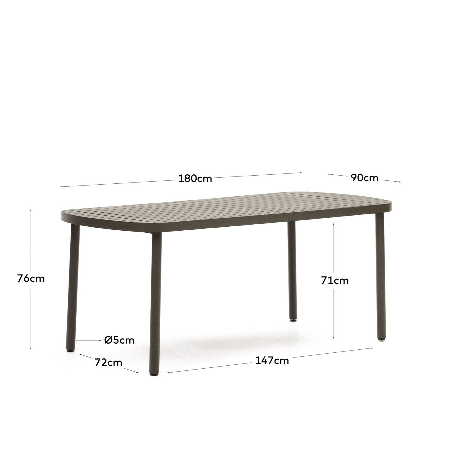180 Esstisch Aluminium Grau Tisch x 75 Natur24 Joncols cm Gartentisch x 90