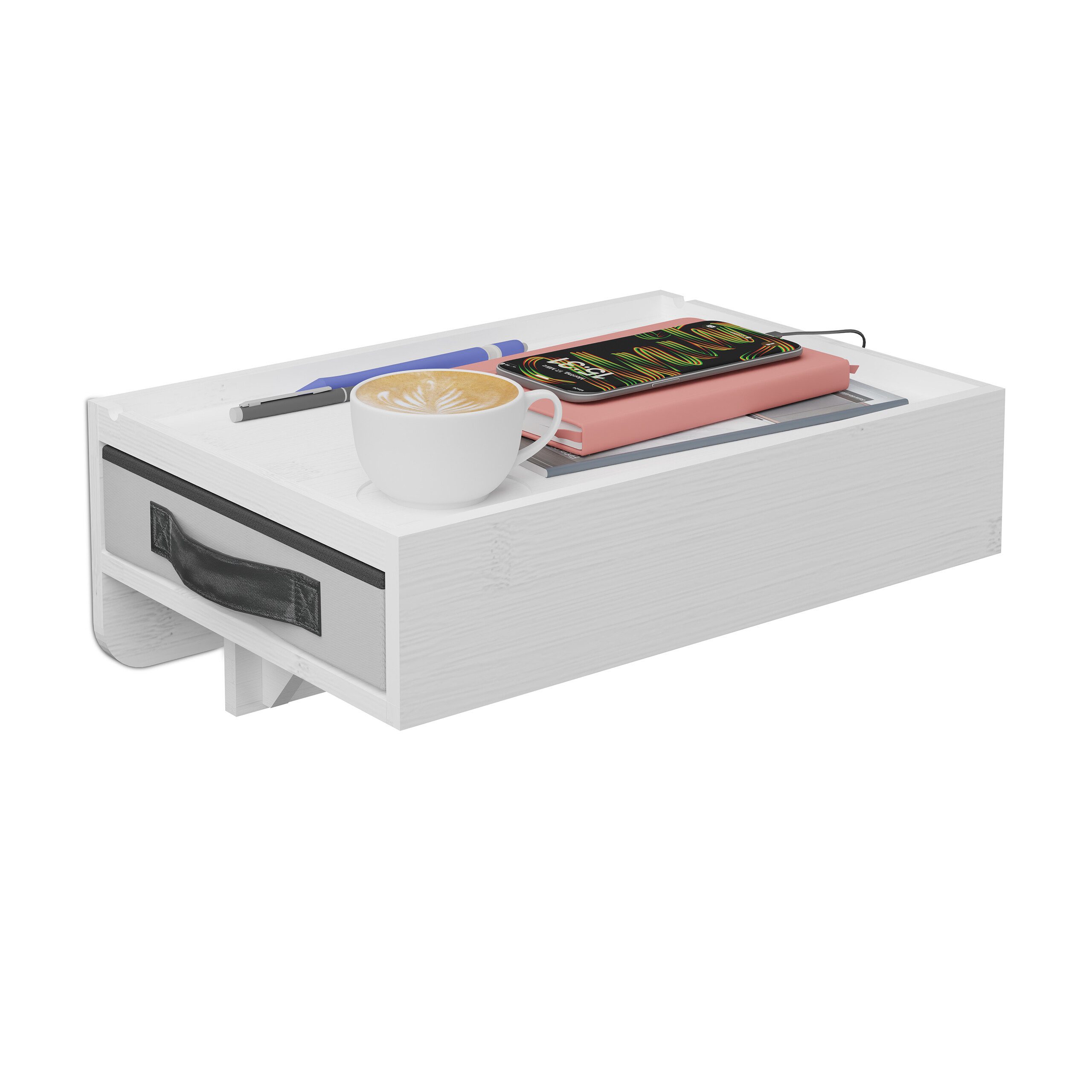 relaxdays Nachttisch Klemmbarer Nachttisch aus Bambus, weiß günstig online kaufen