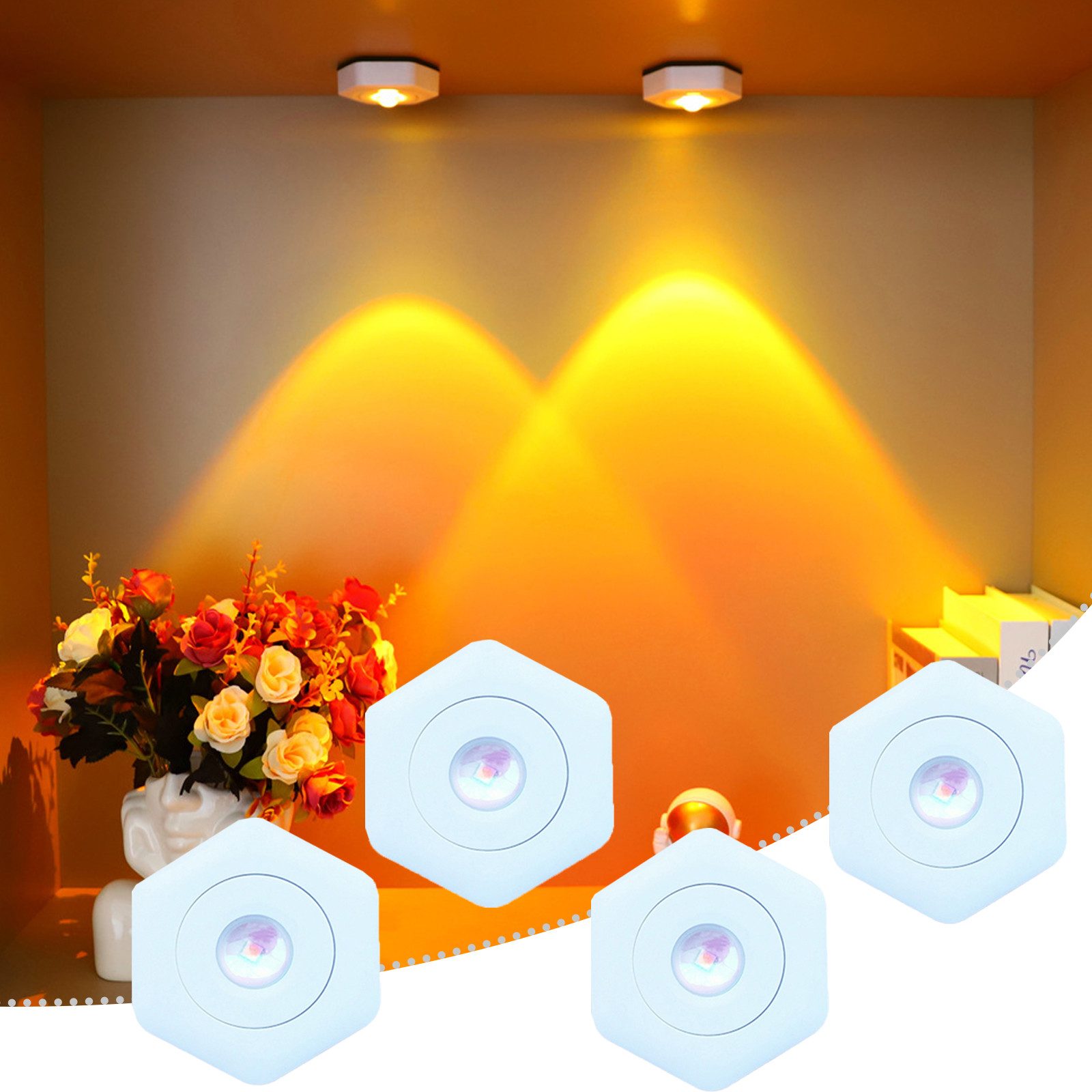 MUPOO Unterschrankleuchte LED-Spots Batteriebetrieben 1/2/4er-Pack, Kabello günstig online kaufen