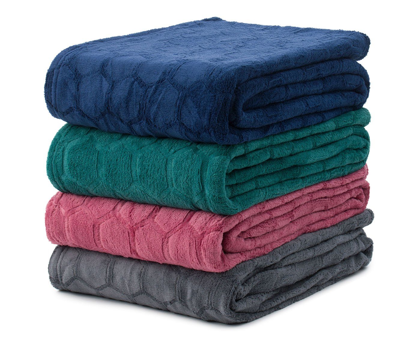 Wohndecke Flanell mit Wabenstruktur, HSC Home-Style-Creation GmbH, in vier Farben, weich und anschmiegsam