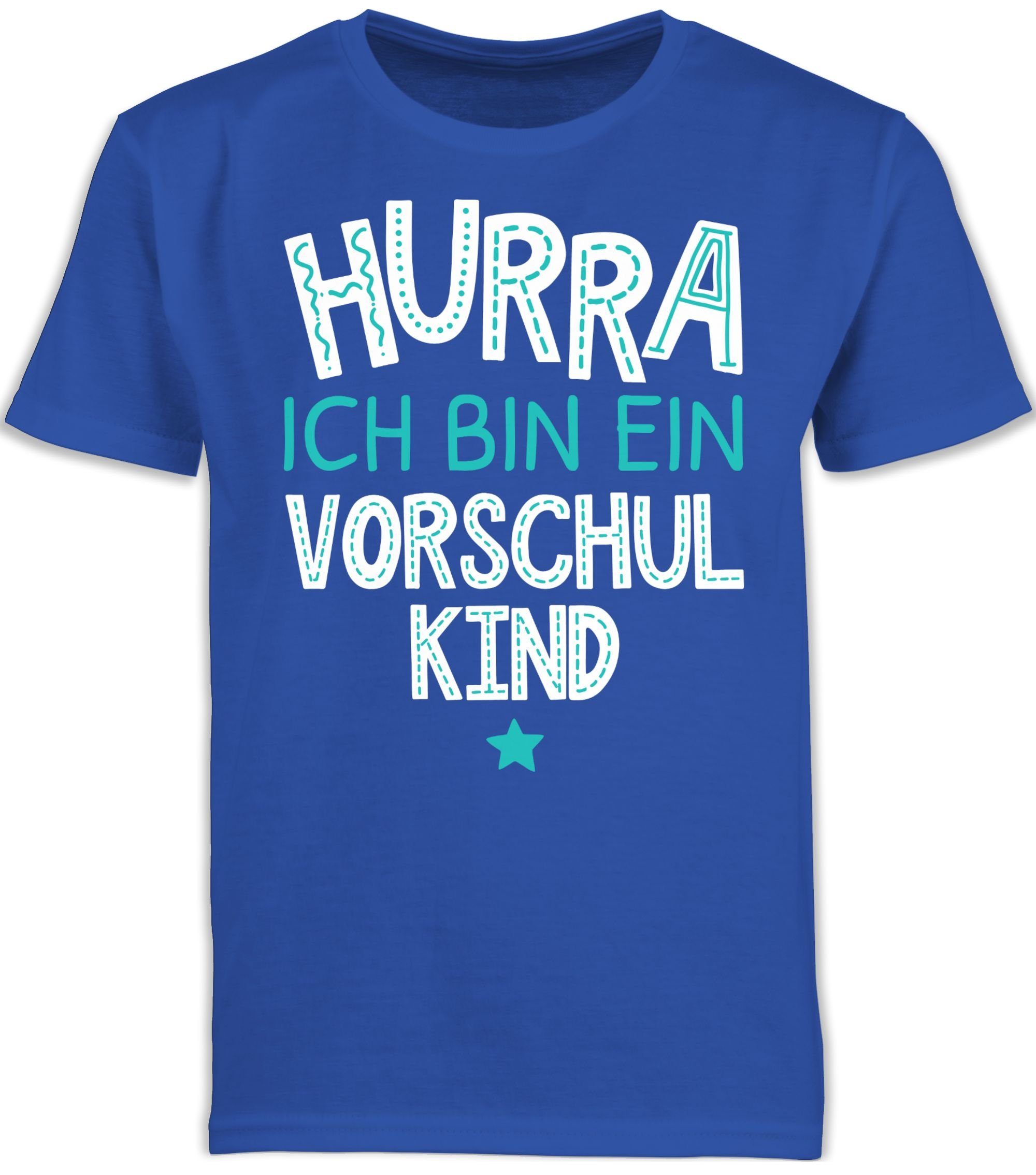 Shirtracer T-Shirt Hurra ich bin ein Vorschulkind türkis weiß Vorschulkinder Geschenke