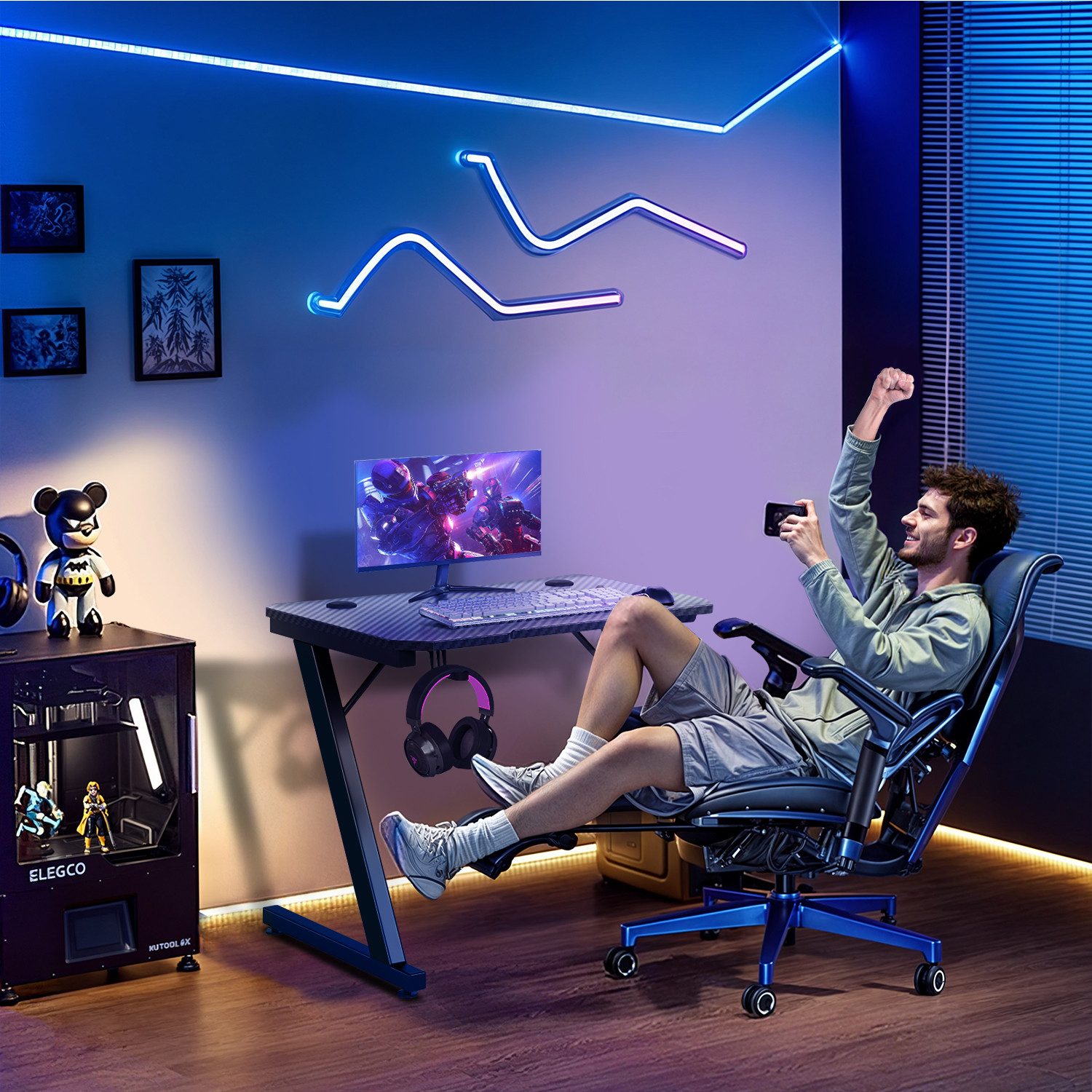 GUNJI Gamingtisch 80/120/140cm Spieltisch, Ergonomischer Computertisch günstig online kaufen