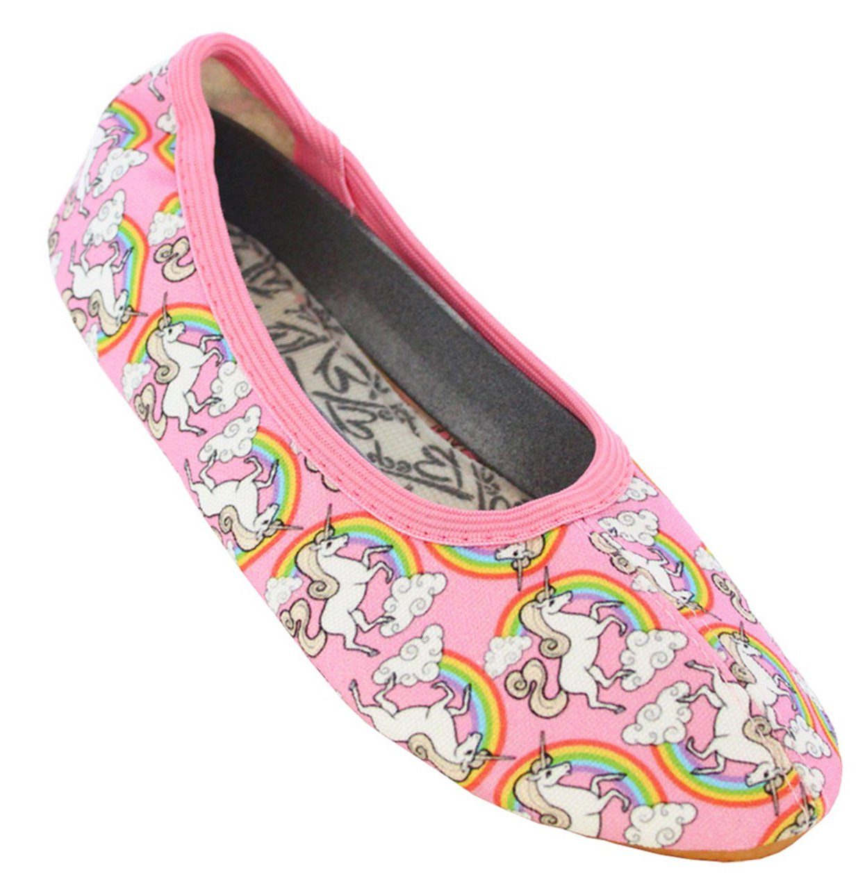 Beck Schläppchen Rainbow Gymnastikschuh (Einhörner sind der ungebremste Renner, perfekt für Sport und Zuhause) mit rutschfester Gummi-Laufsohle