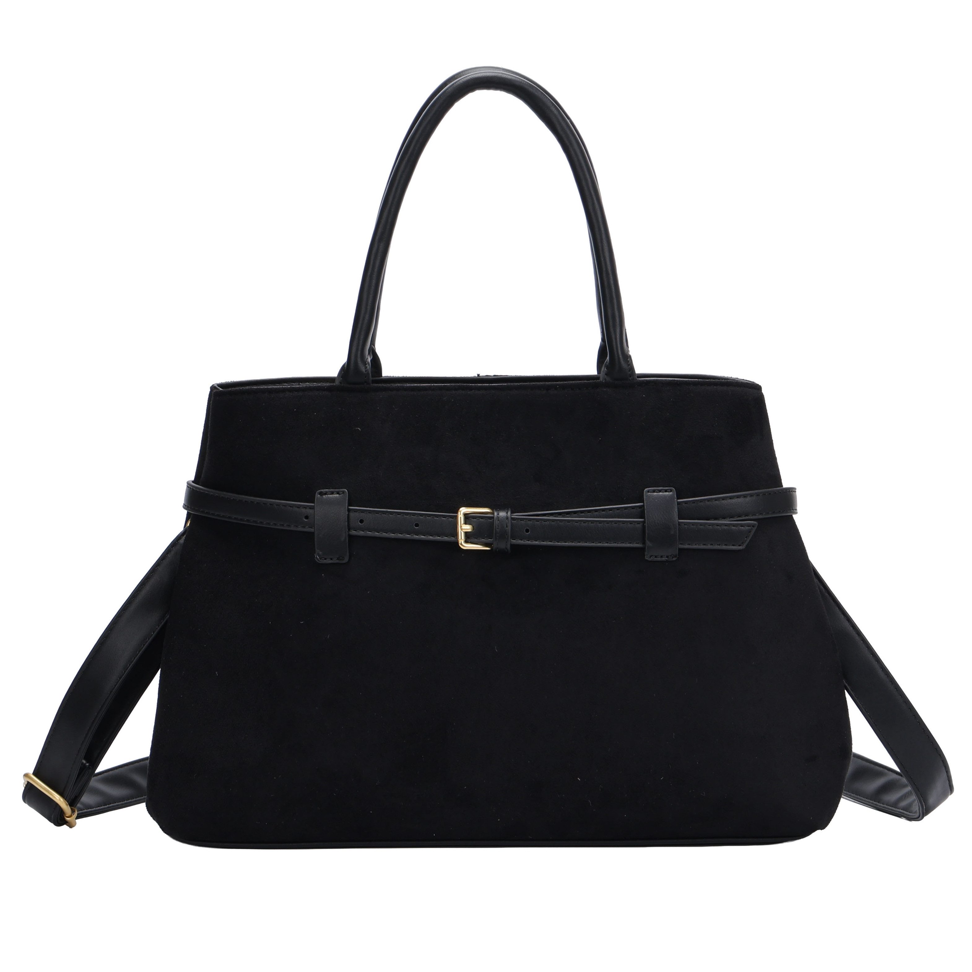 MIRROSI Shopper Damen Handtasche Wildleder-Optik, chultertasche mit Tragegriffen (verstellbarem Umhängeriemen, ca. 36x10x26 cm), Neue Kollektion Herbst/Winter 2026